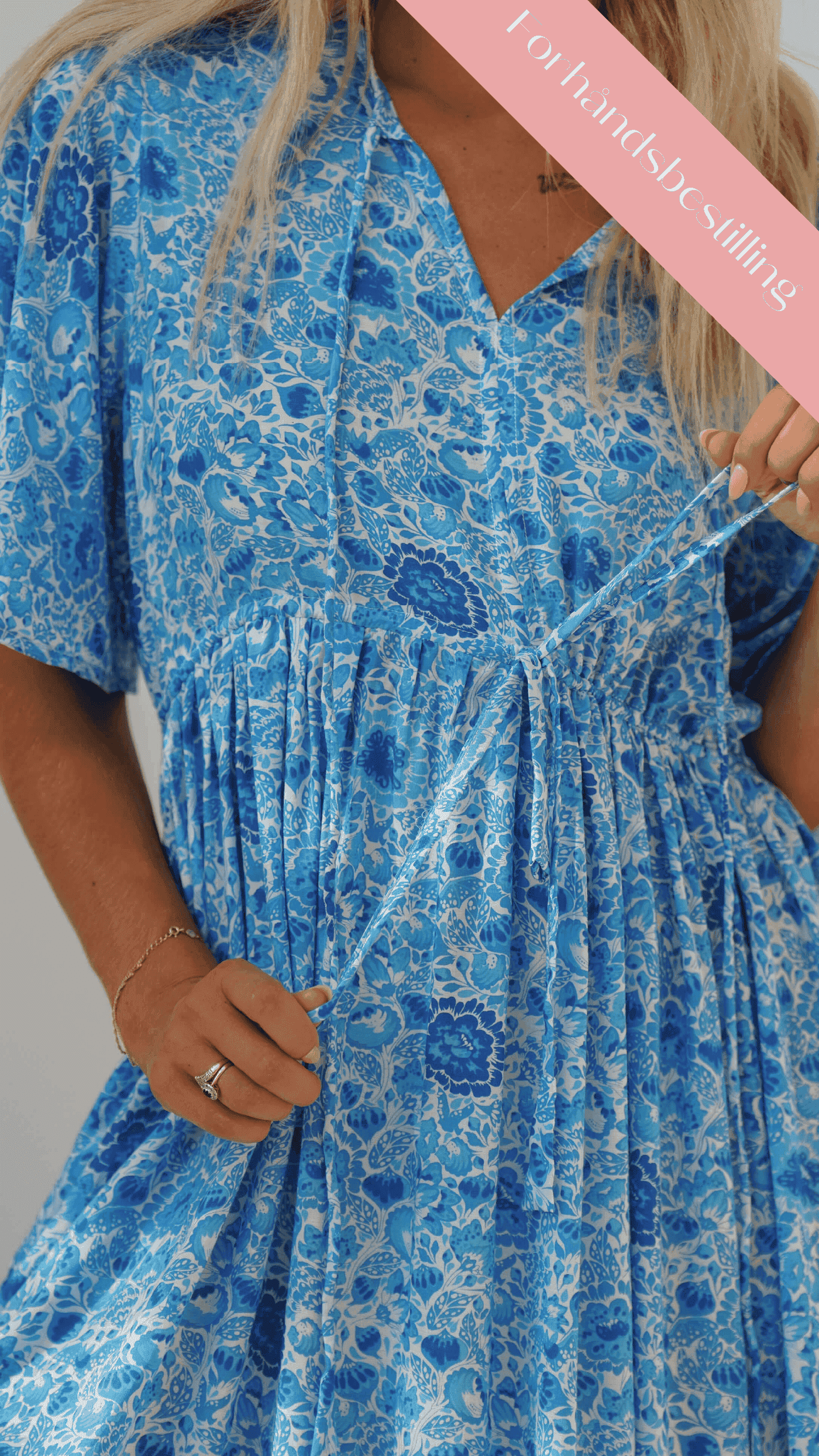 Blå kort bohemsk sommerkjole - Georgine kjole