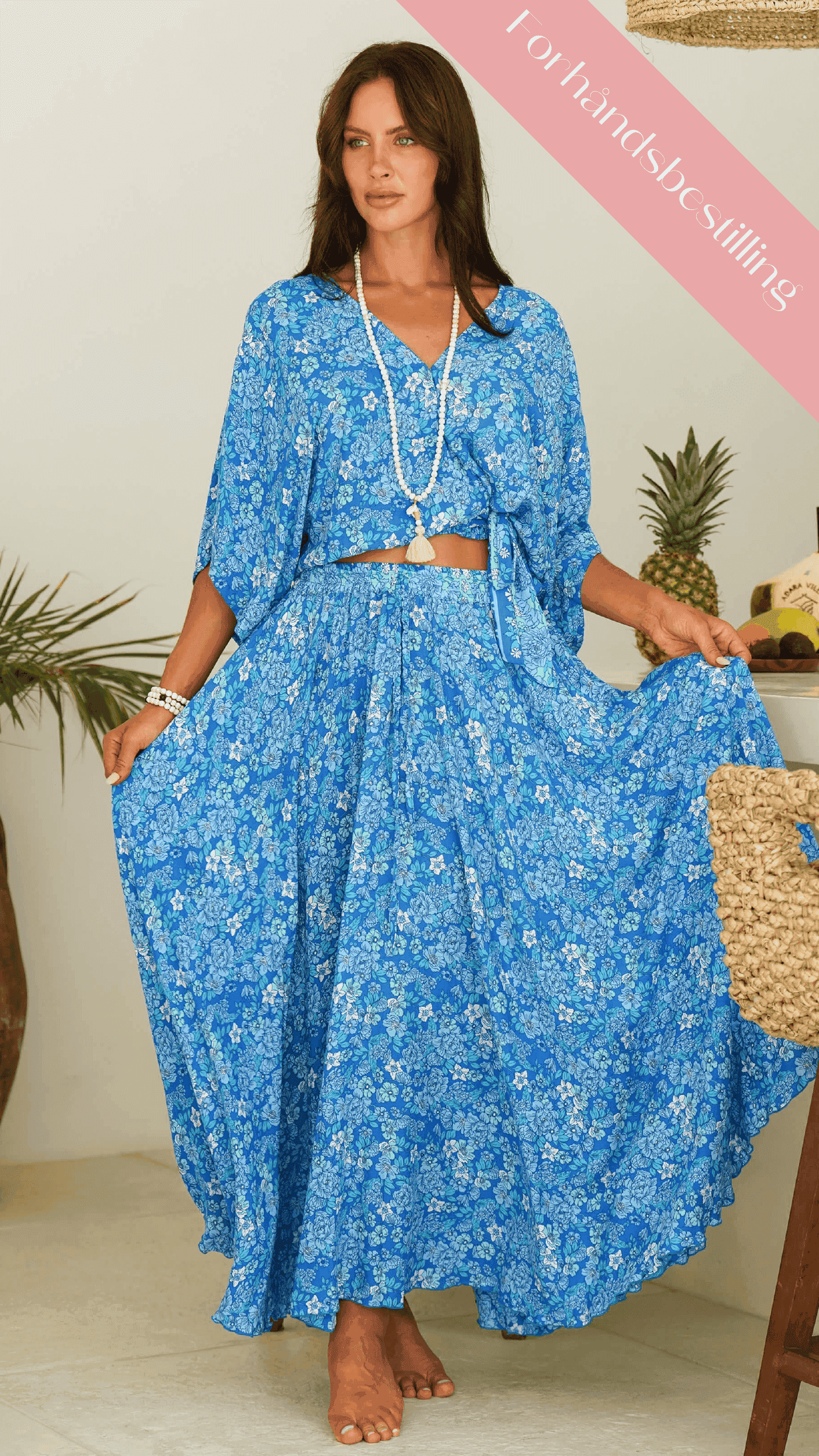 Blått bohemsk fotsidt skjørt - Monsteria maxiskjørt