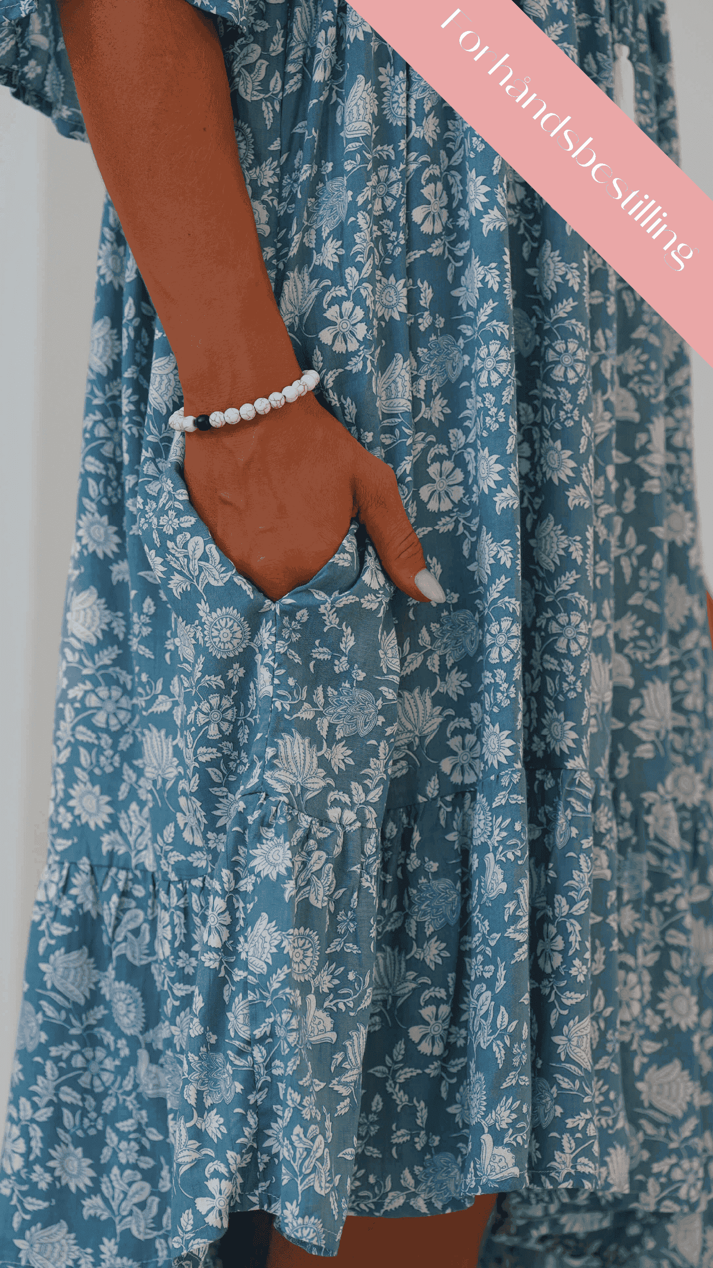 Kort havblå bohemsk sommerkjole - Georgine kjole