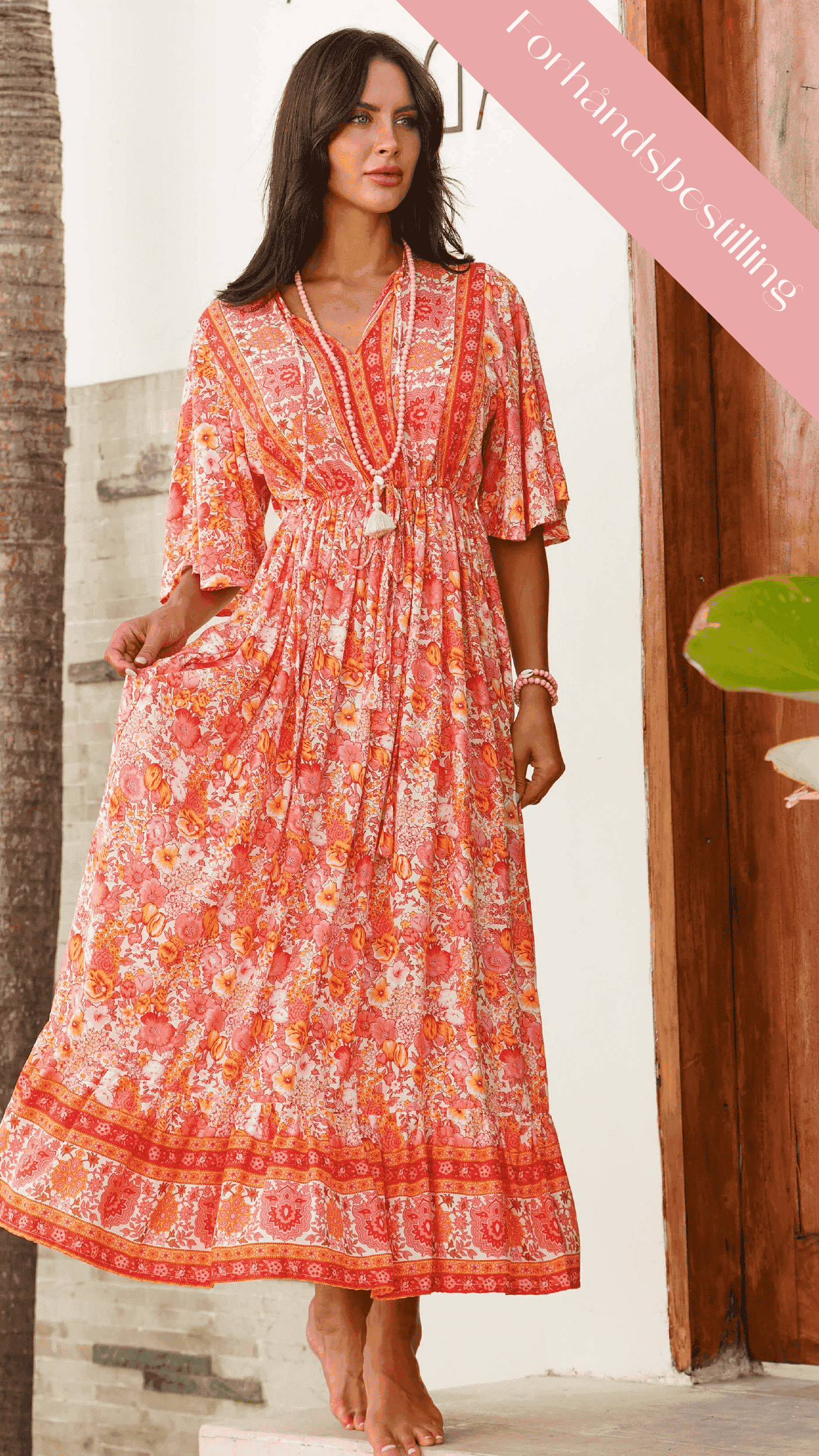 Fargeglad sommerkjole med korte ermer - Georgine maxikjole