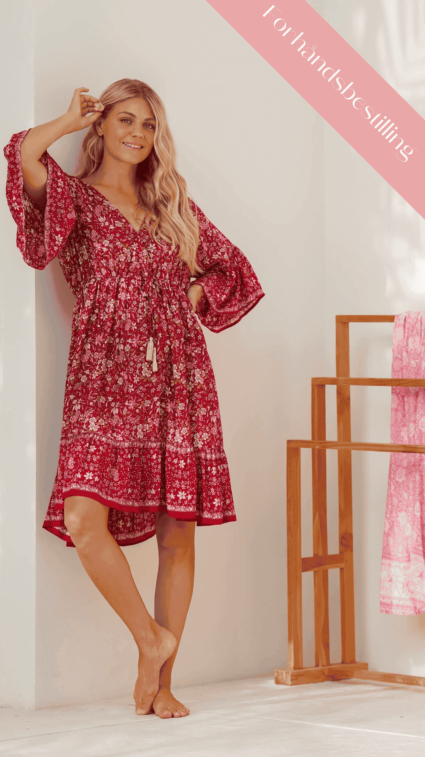 Bohemsk sommerkjole i burgunder - Georgine kjole