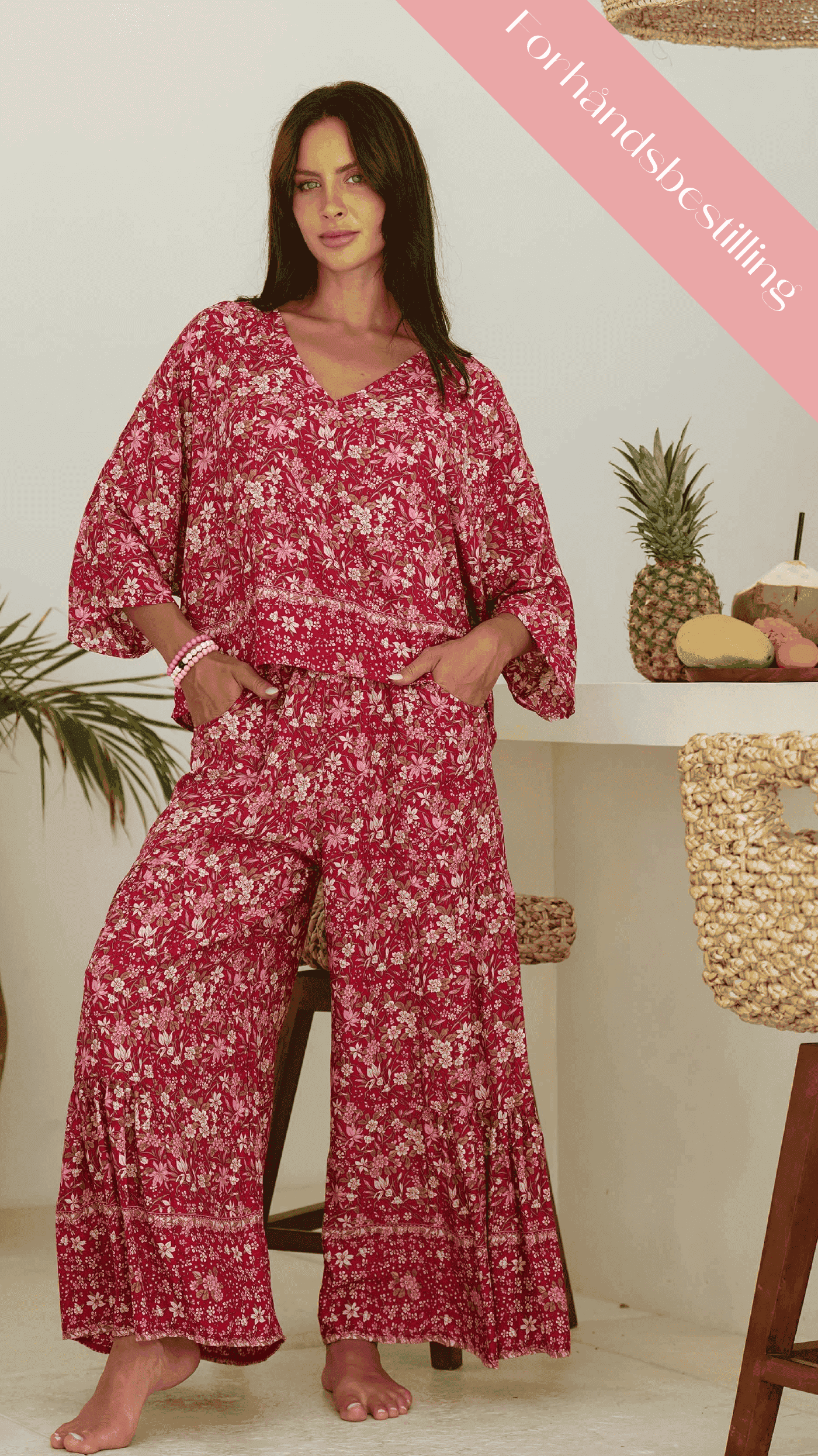 Luftig burgunder sommerbukse - Flittiglise bukse