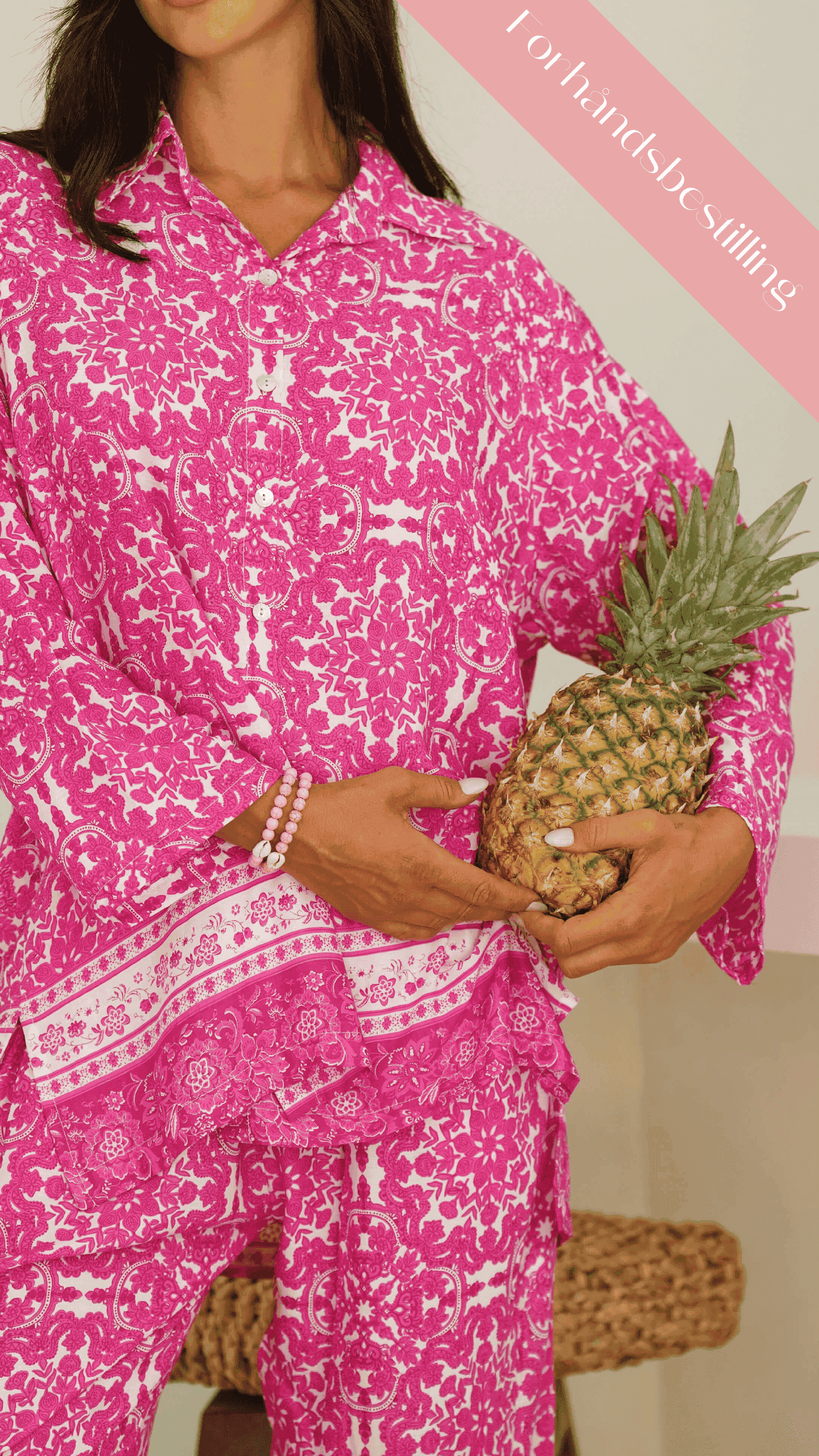 Cerise luftig blomster sommerskjorte - Lillium skjorte