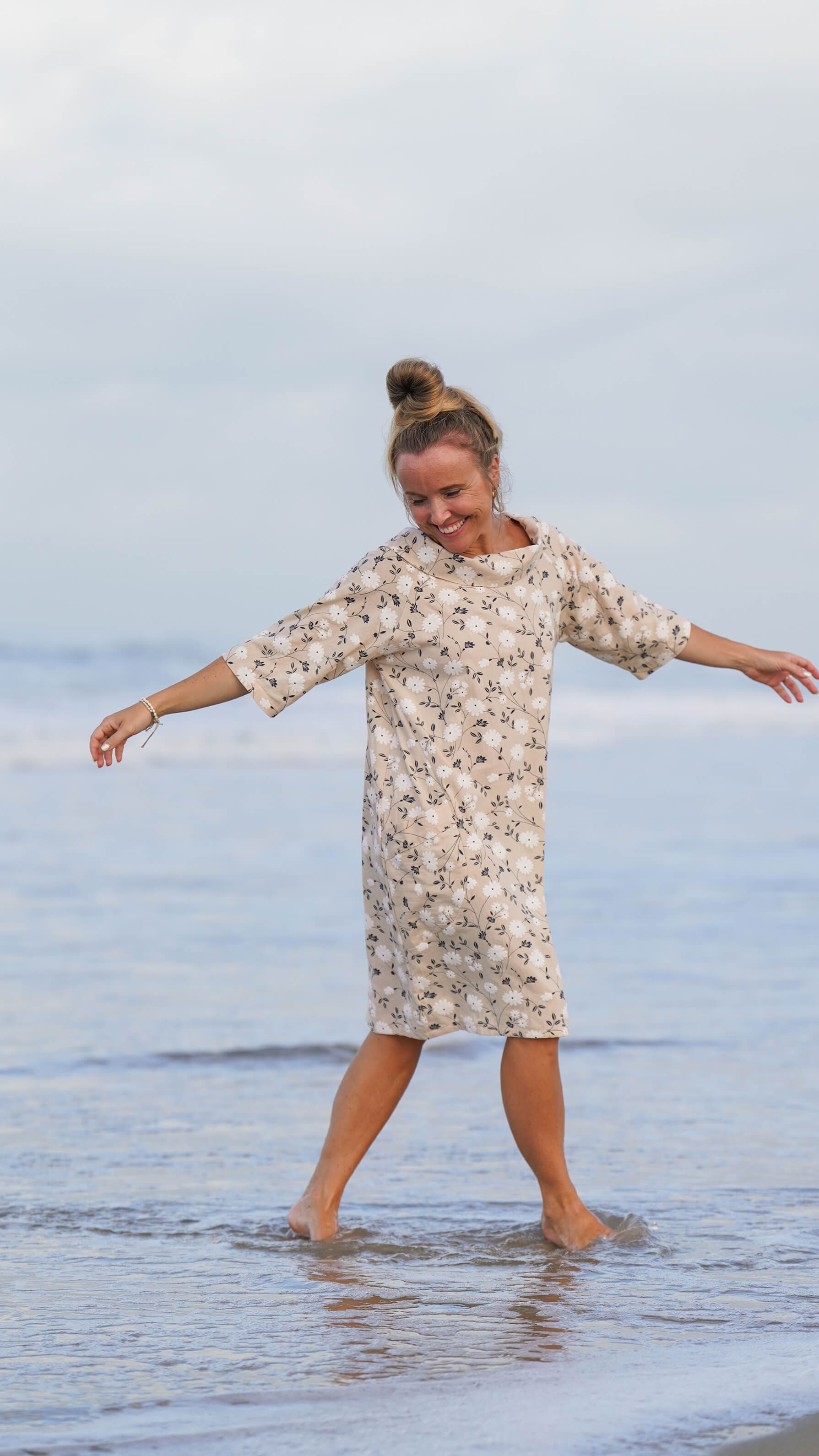 linkjole med blomsterprint