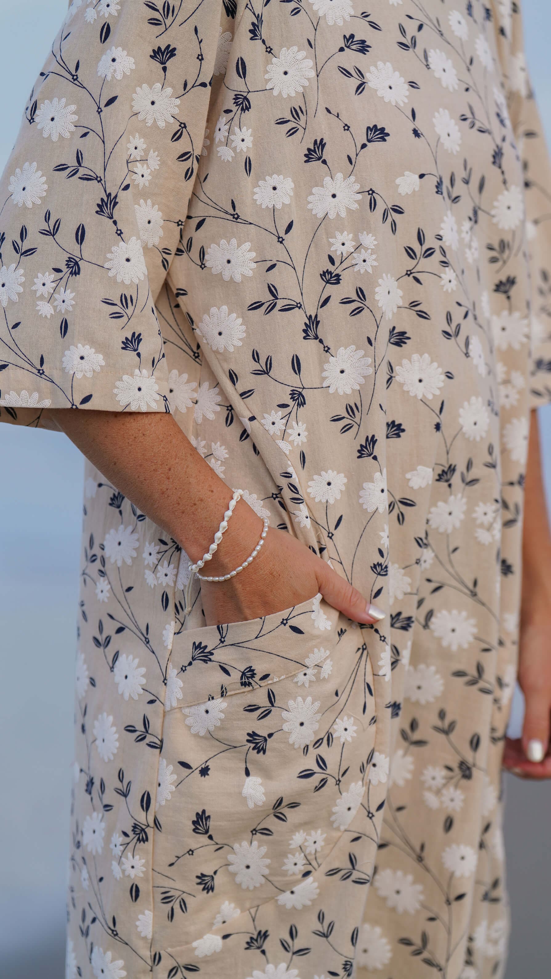 linkjole med blomsterprint