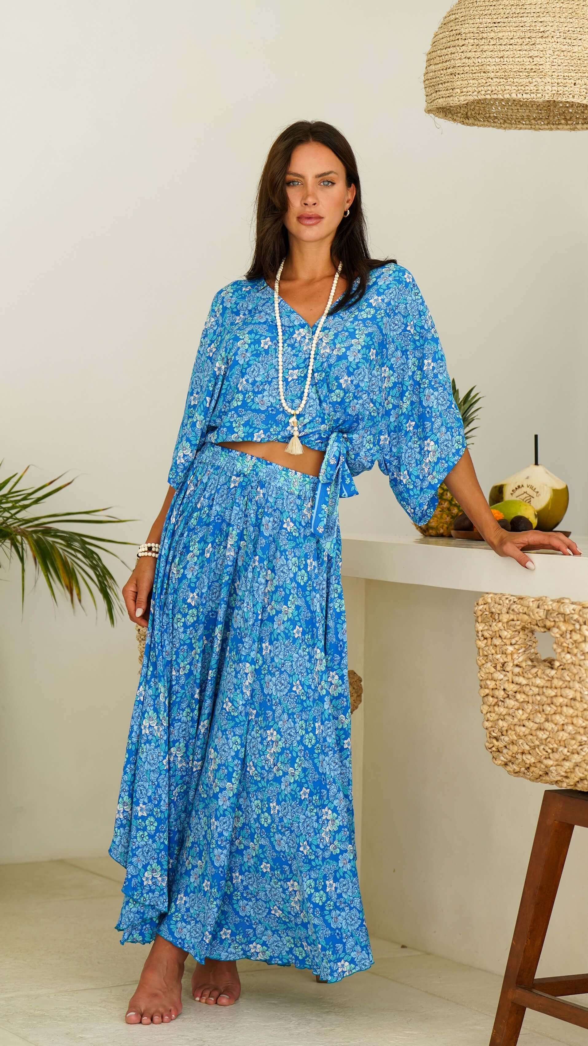 Blått bohemsk fotsidt skjørt - Monsteria maxiskjørt