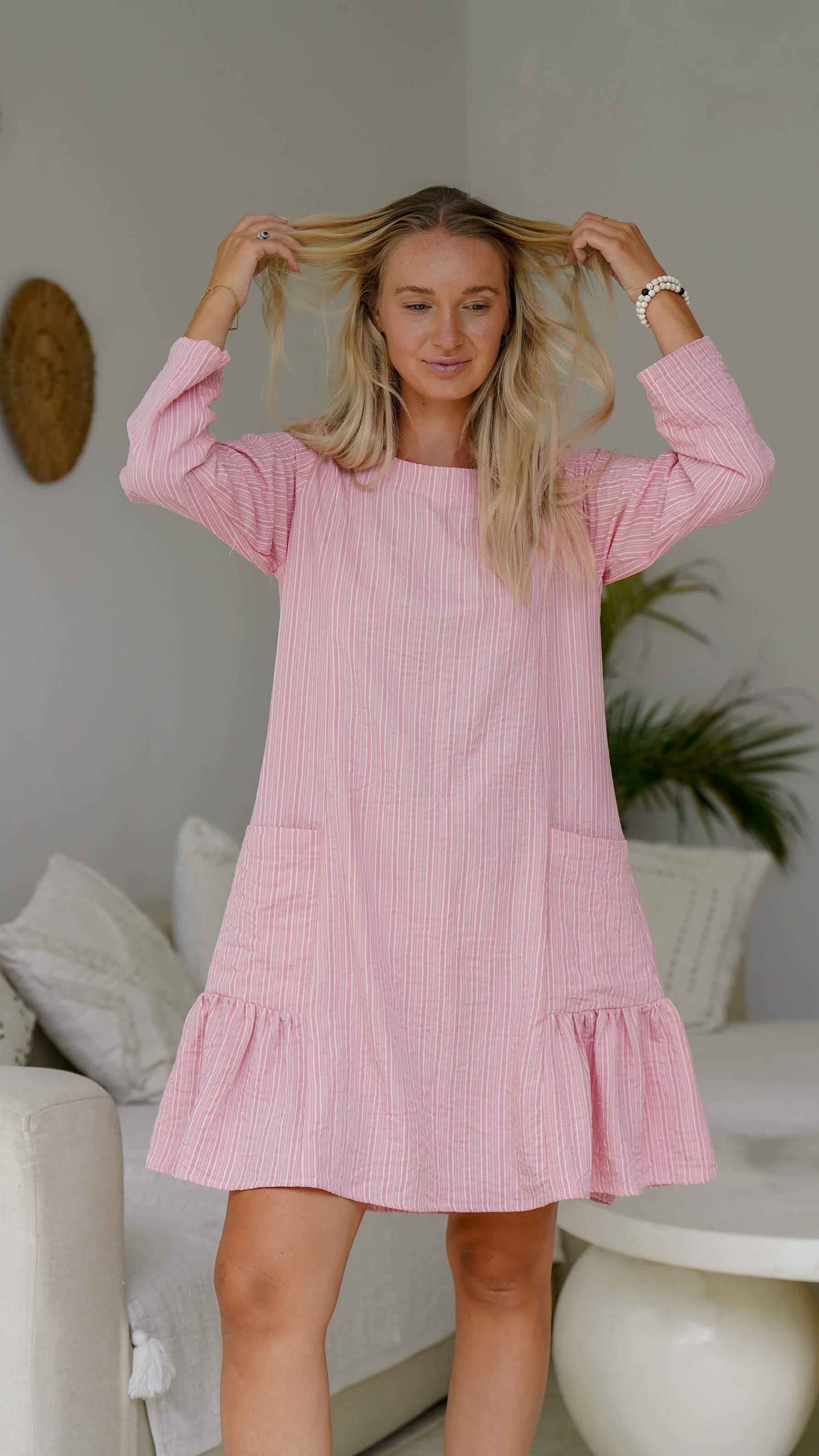 stripete linkjole rosa og hvit