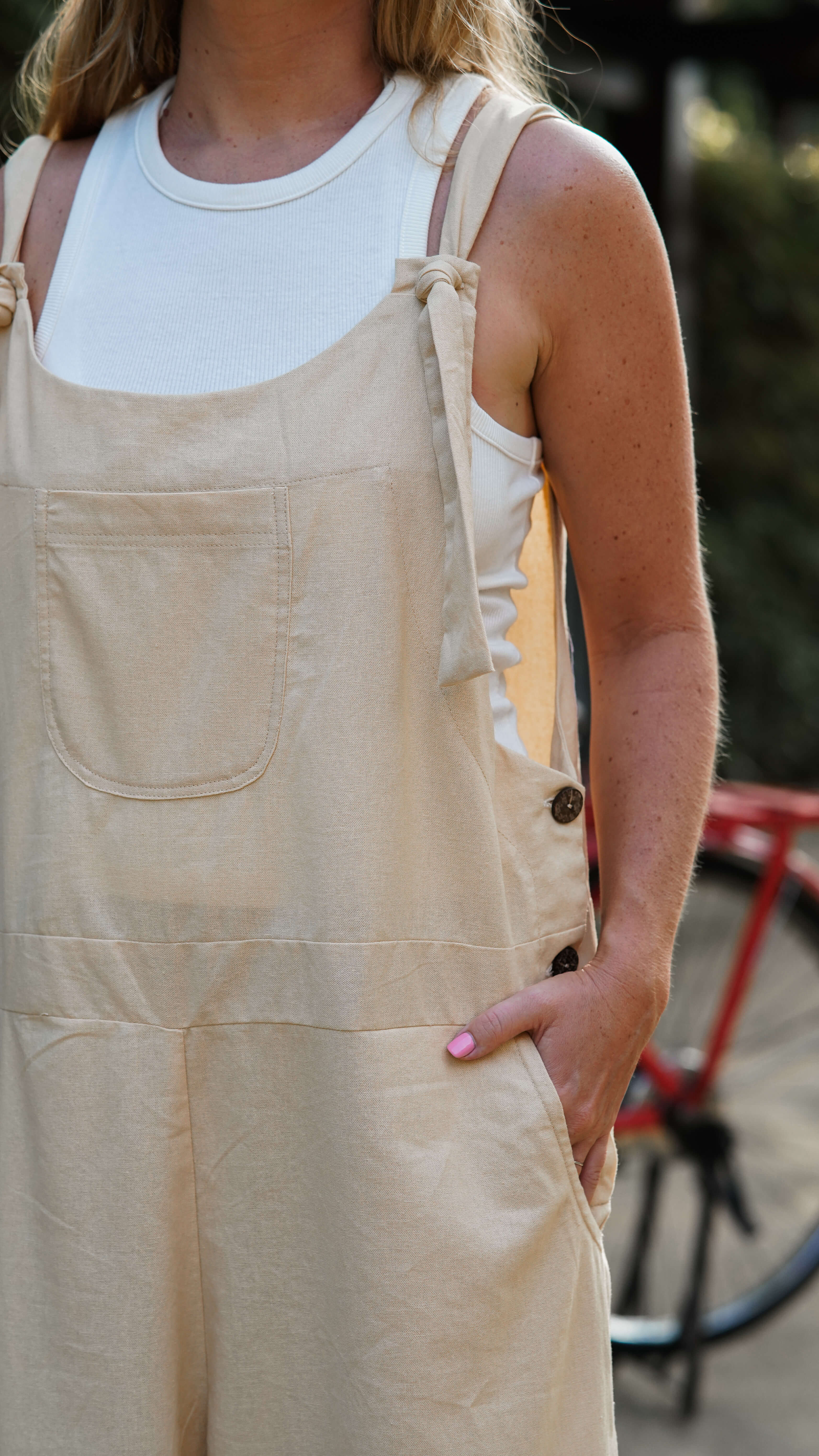 Lin buksedress lommer