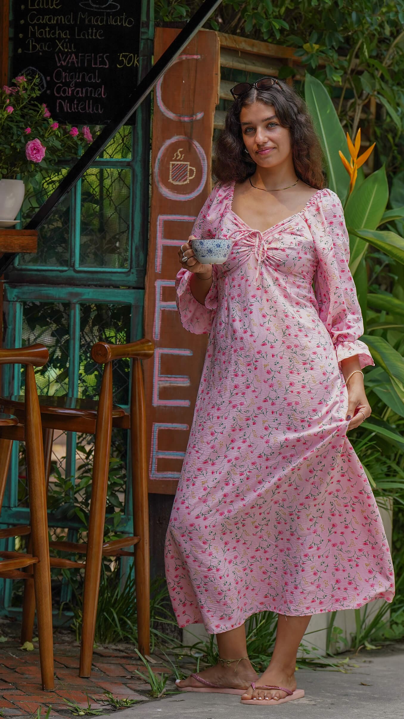 Lyserosa sommerkjole i bomull