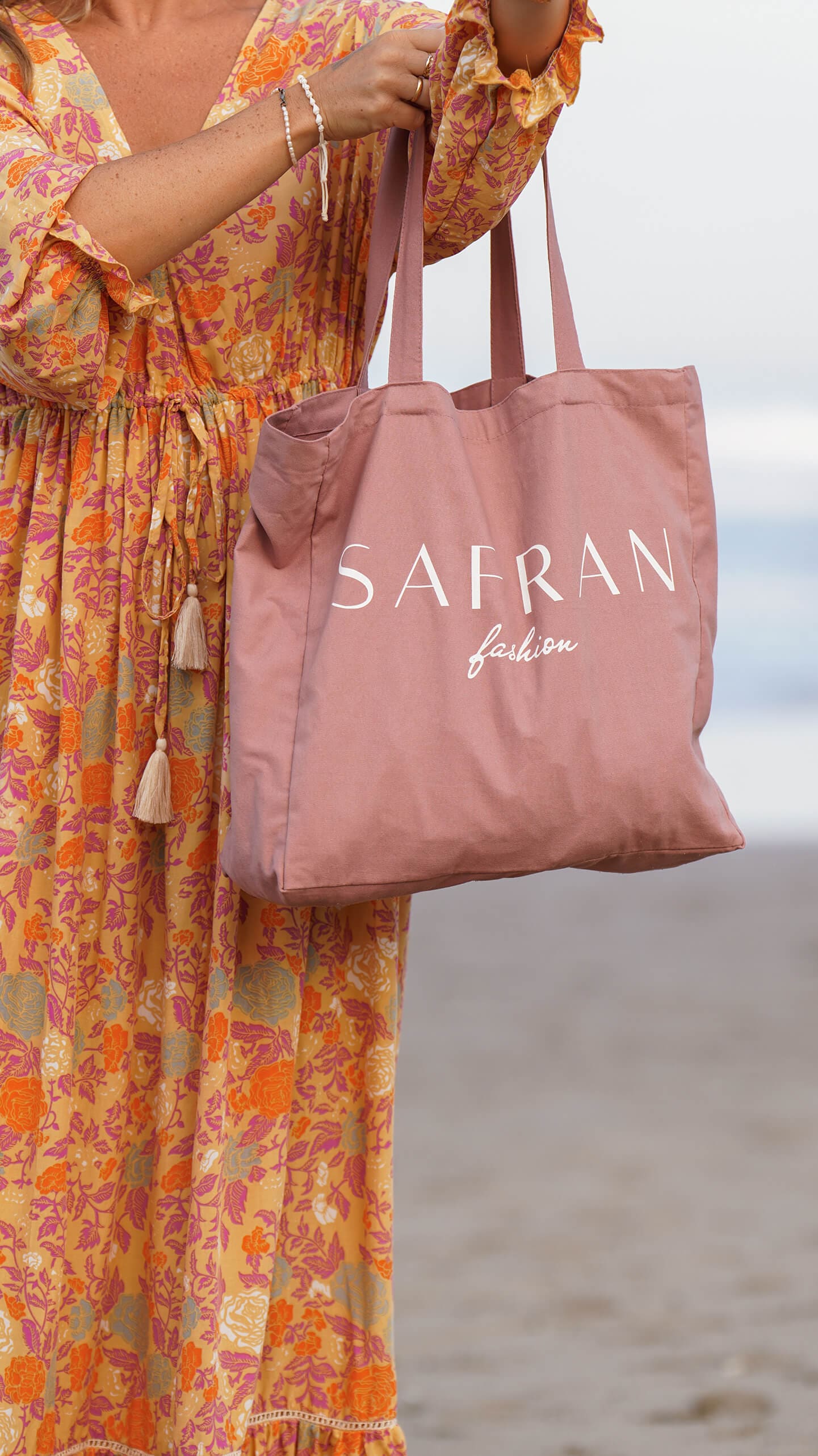 Gammelrosa tøyvekse i bomull - Safran totebag