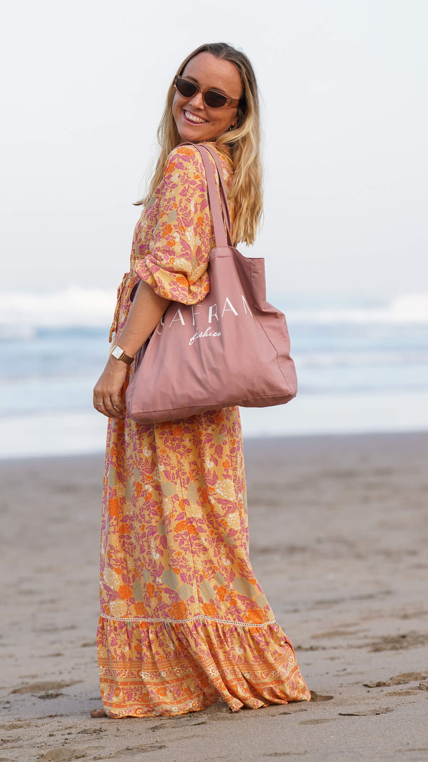 Gammelrosa tøyvekse i bomull - Safran totebag