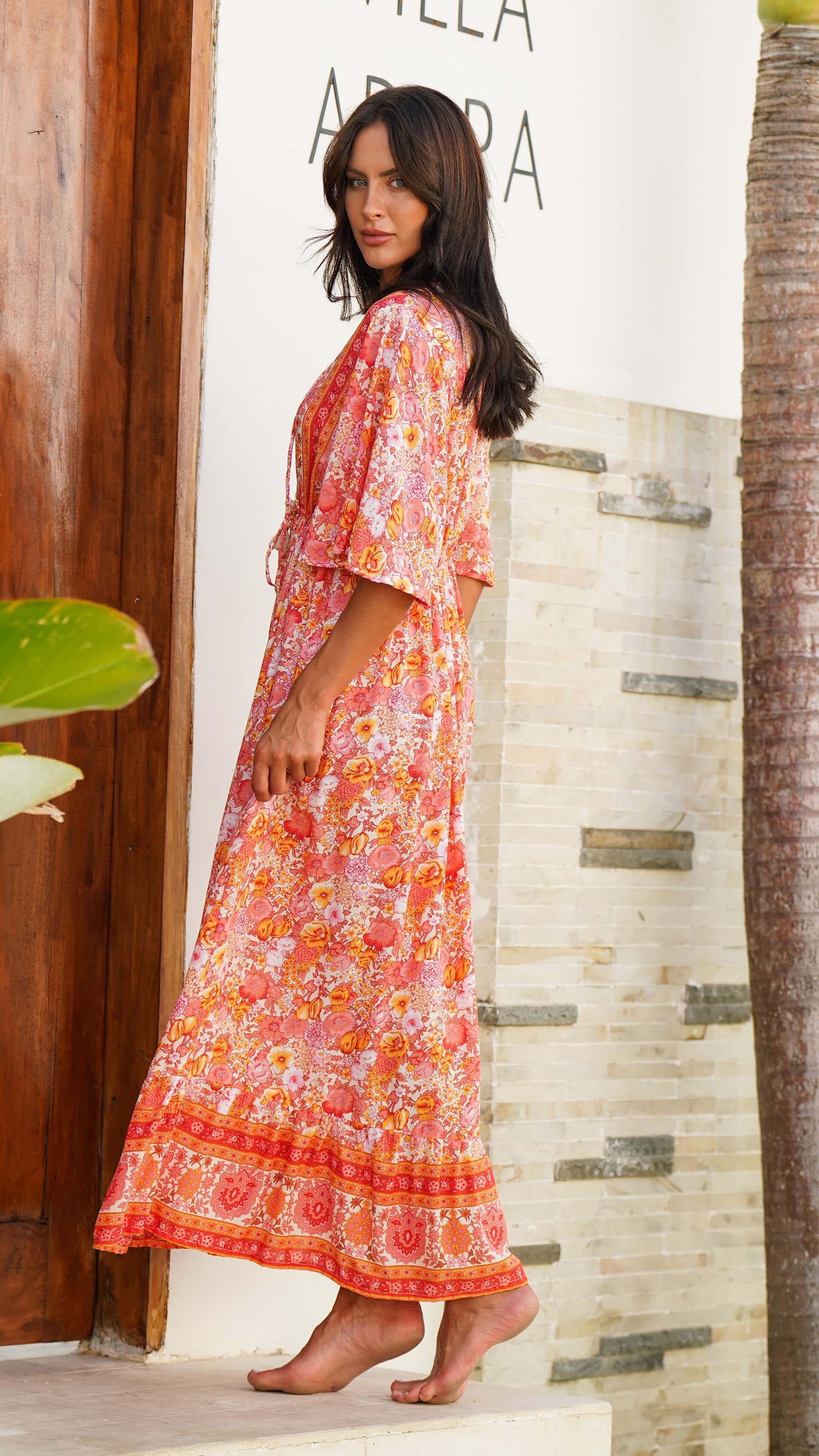 Fargeglad sommerkjole med korte ermer - Georgine maxikjole