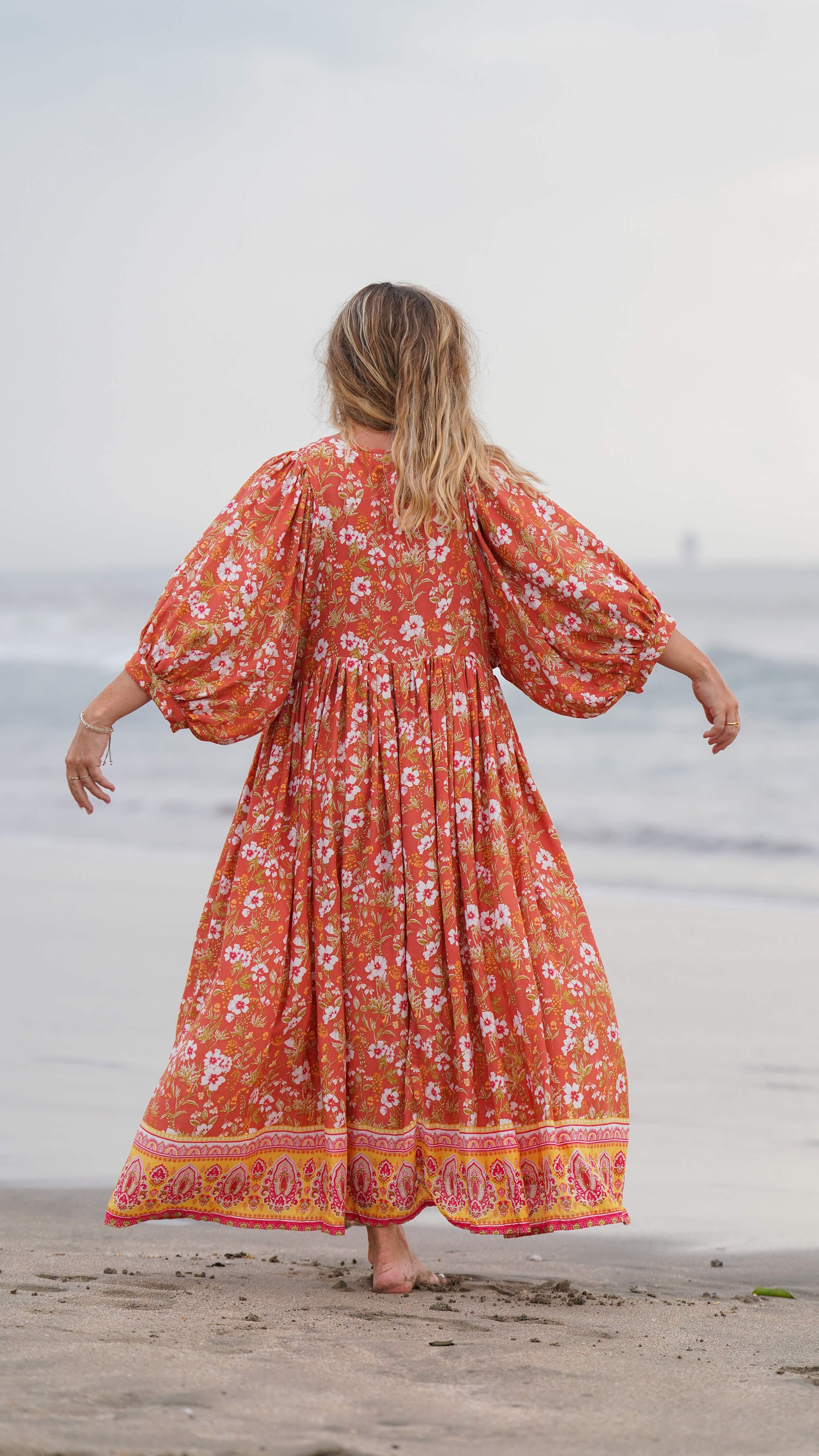 orange bohemsk kjole