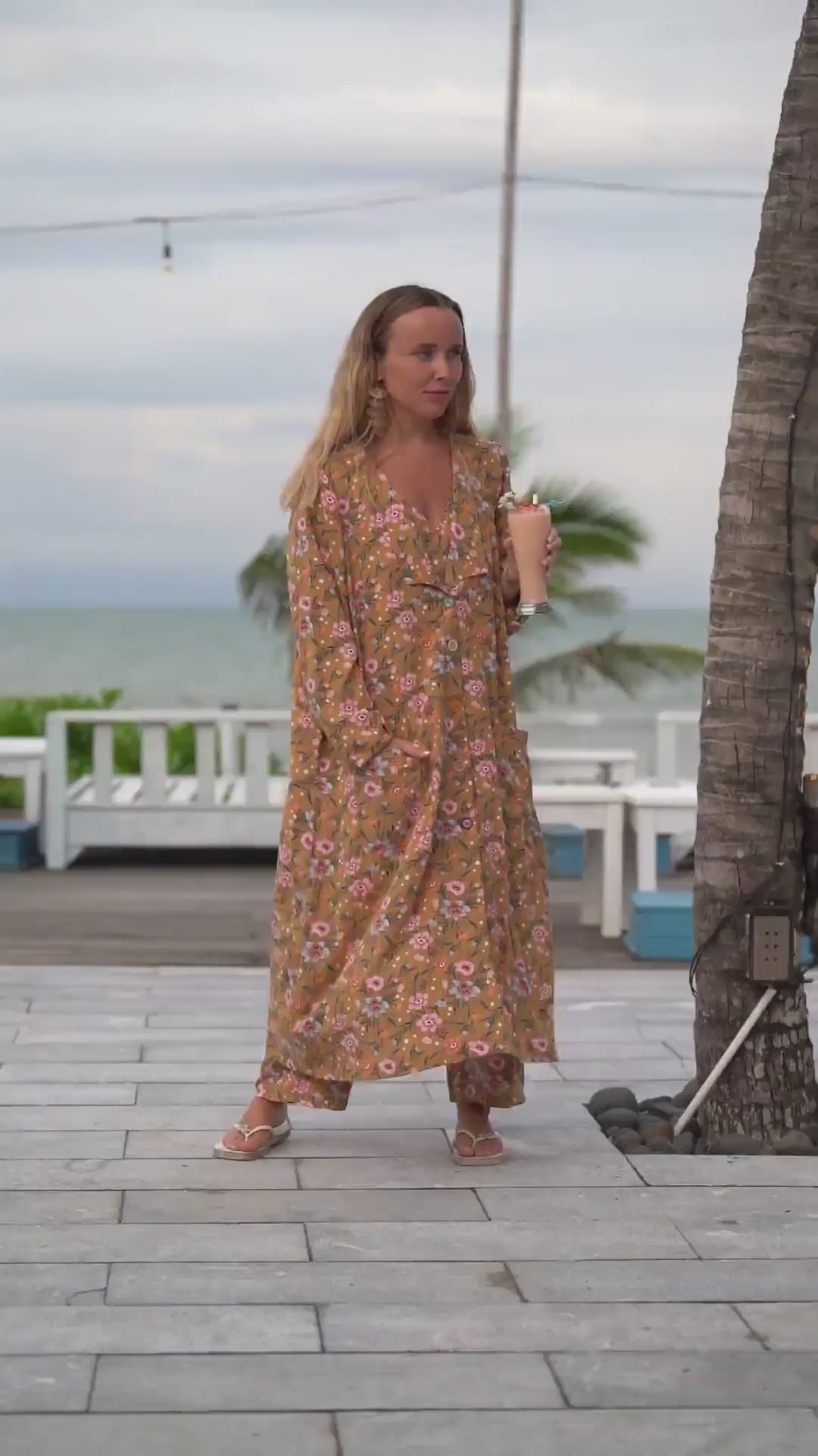 Sennepsgul kimono frakk
