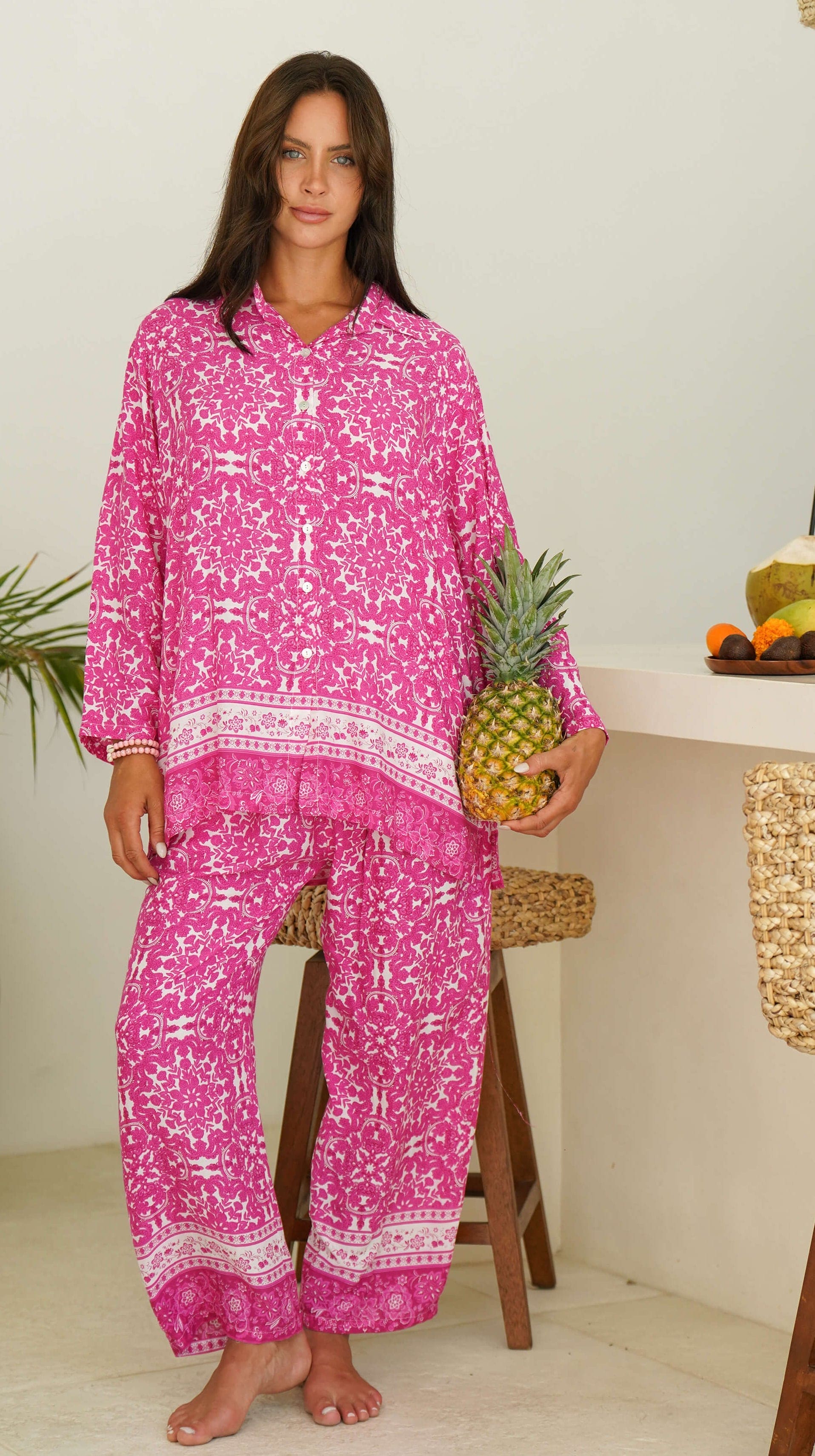 Cerise luftig bukse med blomster - Revebjelle sommerbukse