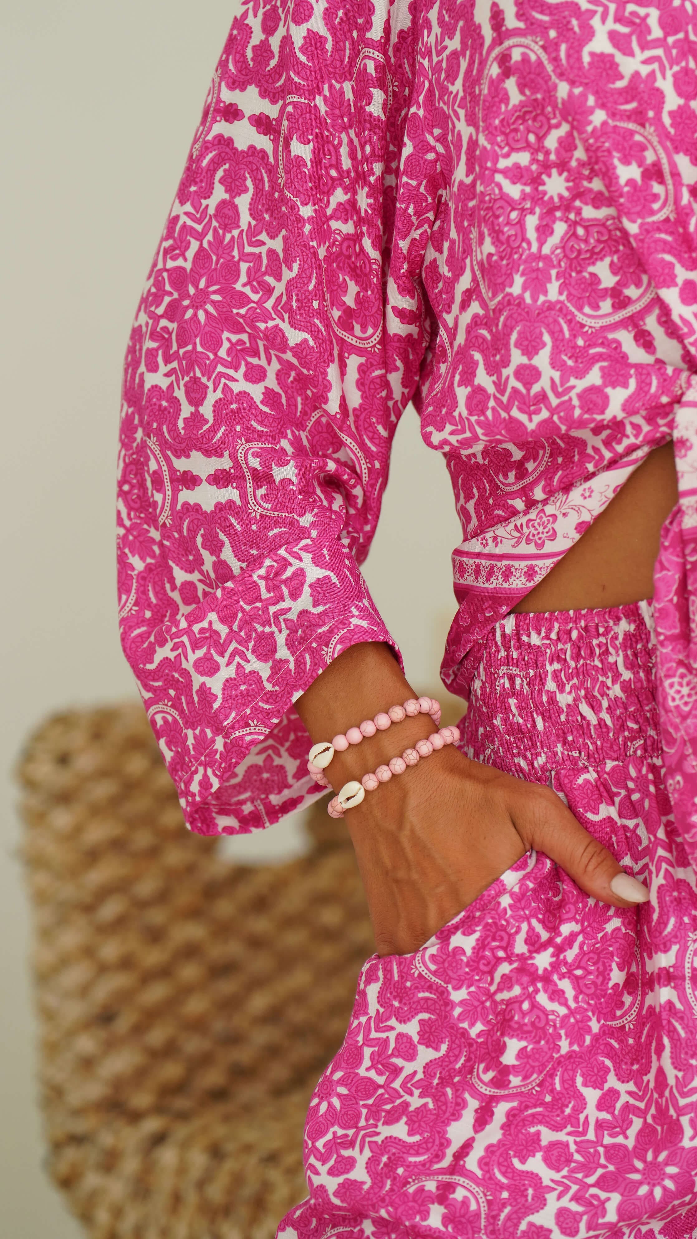 Cerise luftig blomster sommerskjorte - Lillium skjorte