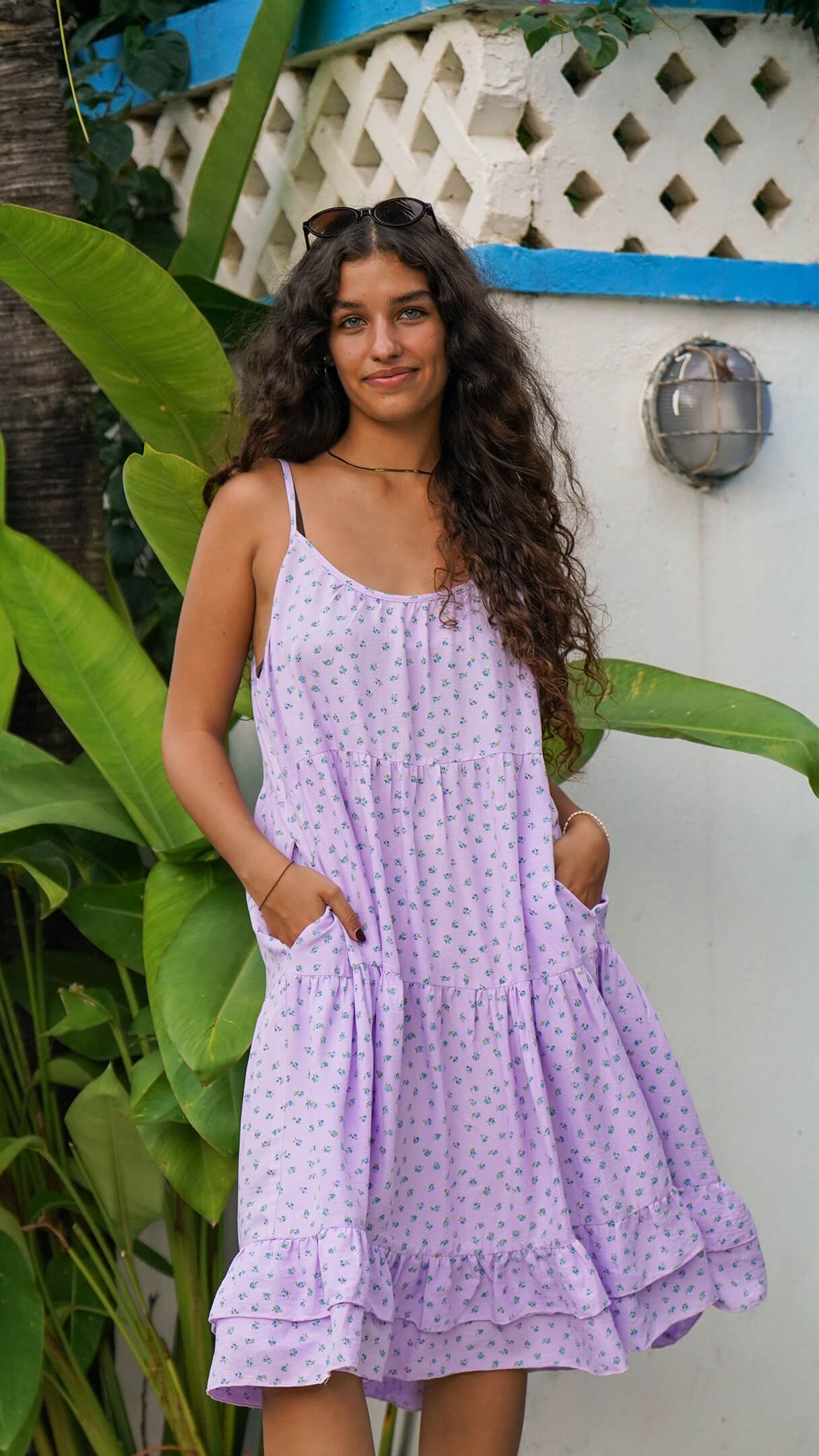 Lilla stroppekjole med lommer