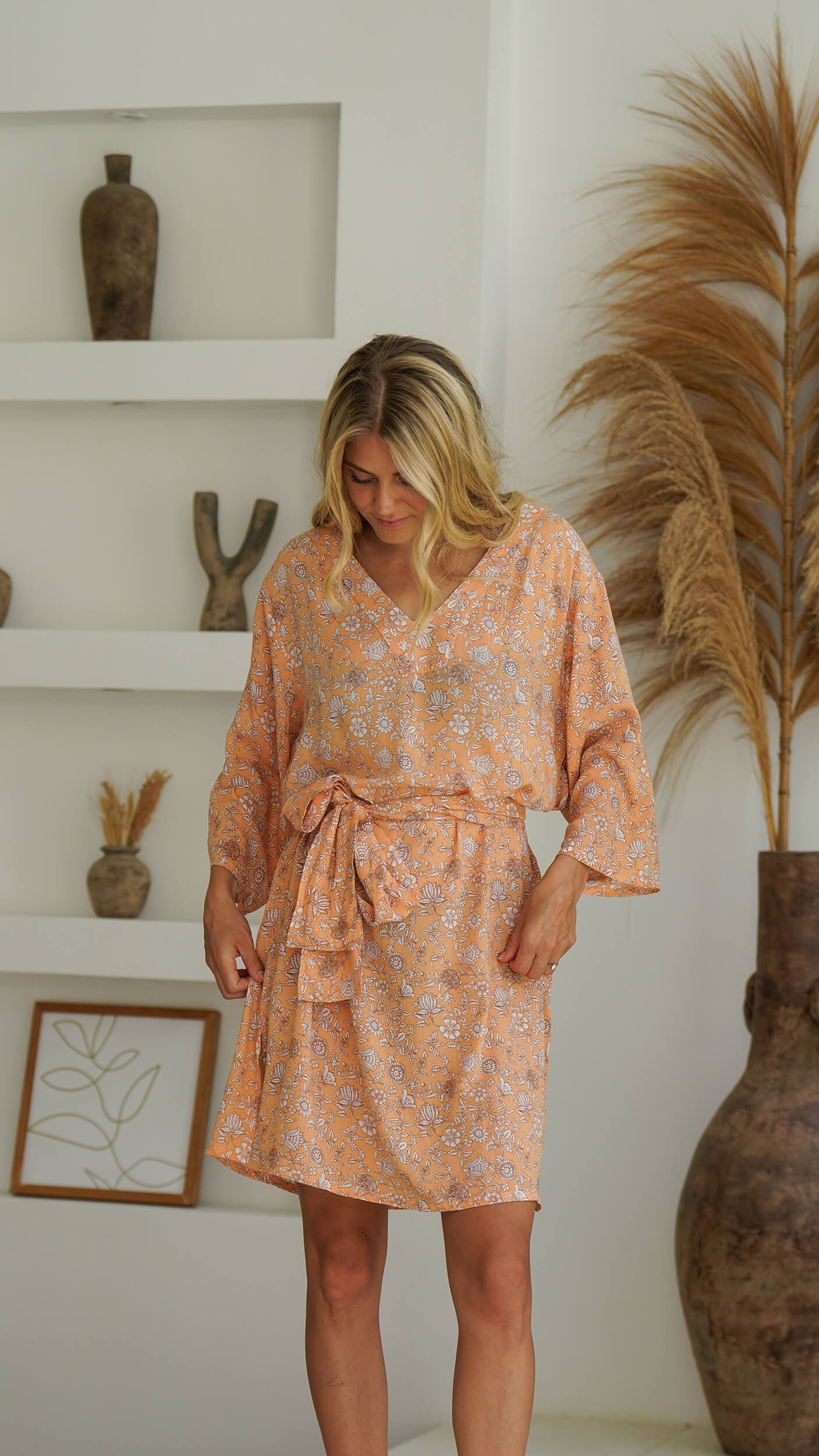 dus gul orange tunika kjole