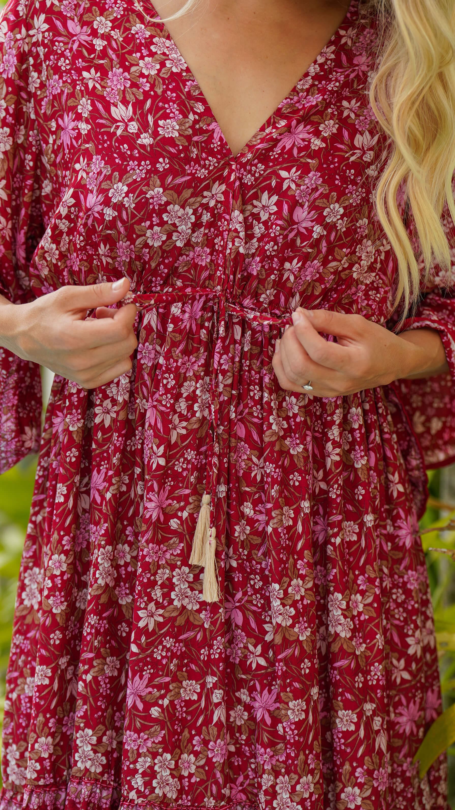 vinrød kort sommerkjole