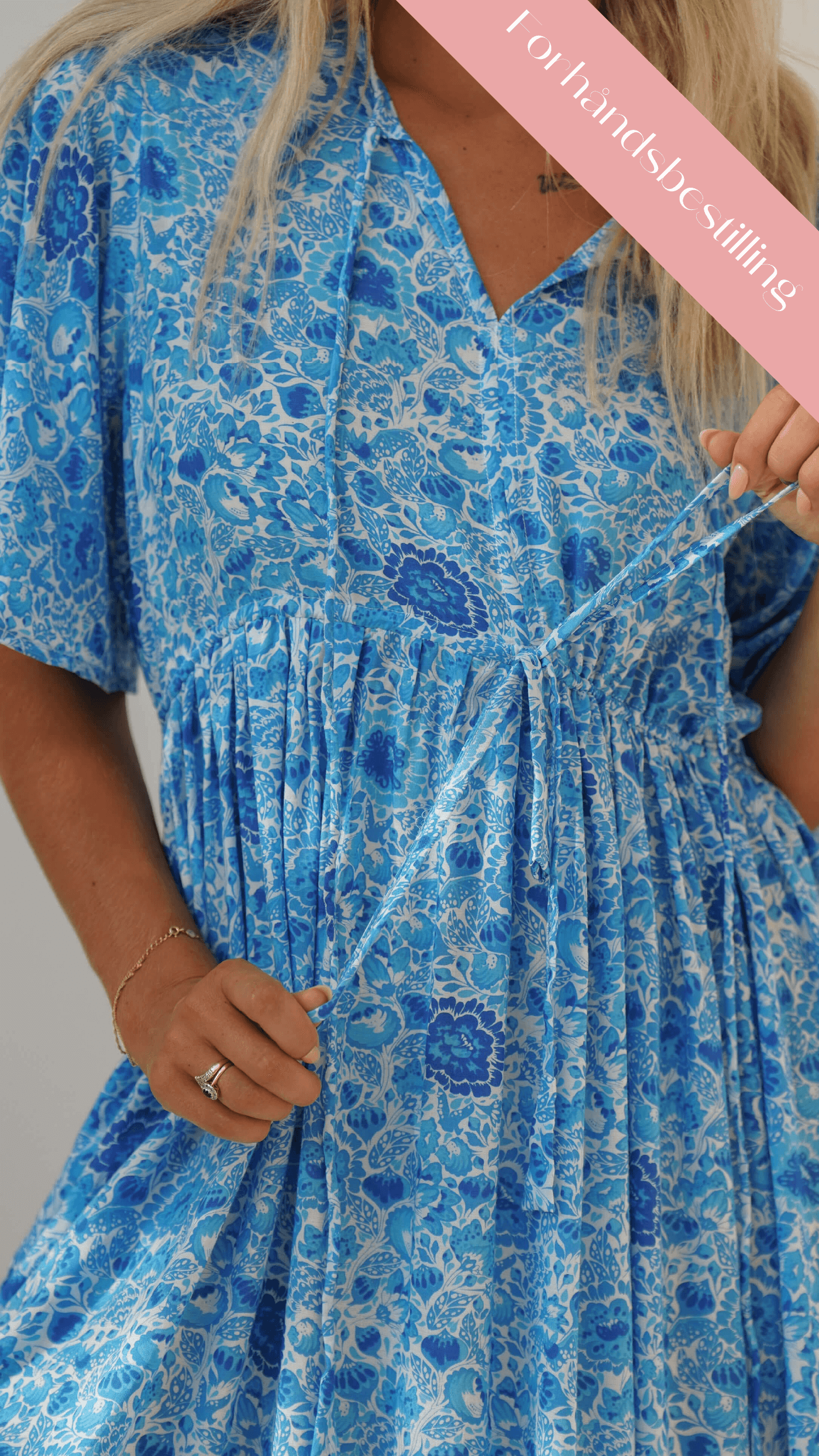 Blå kort bohemsk sommerkjole - Georgine kjole