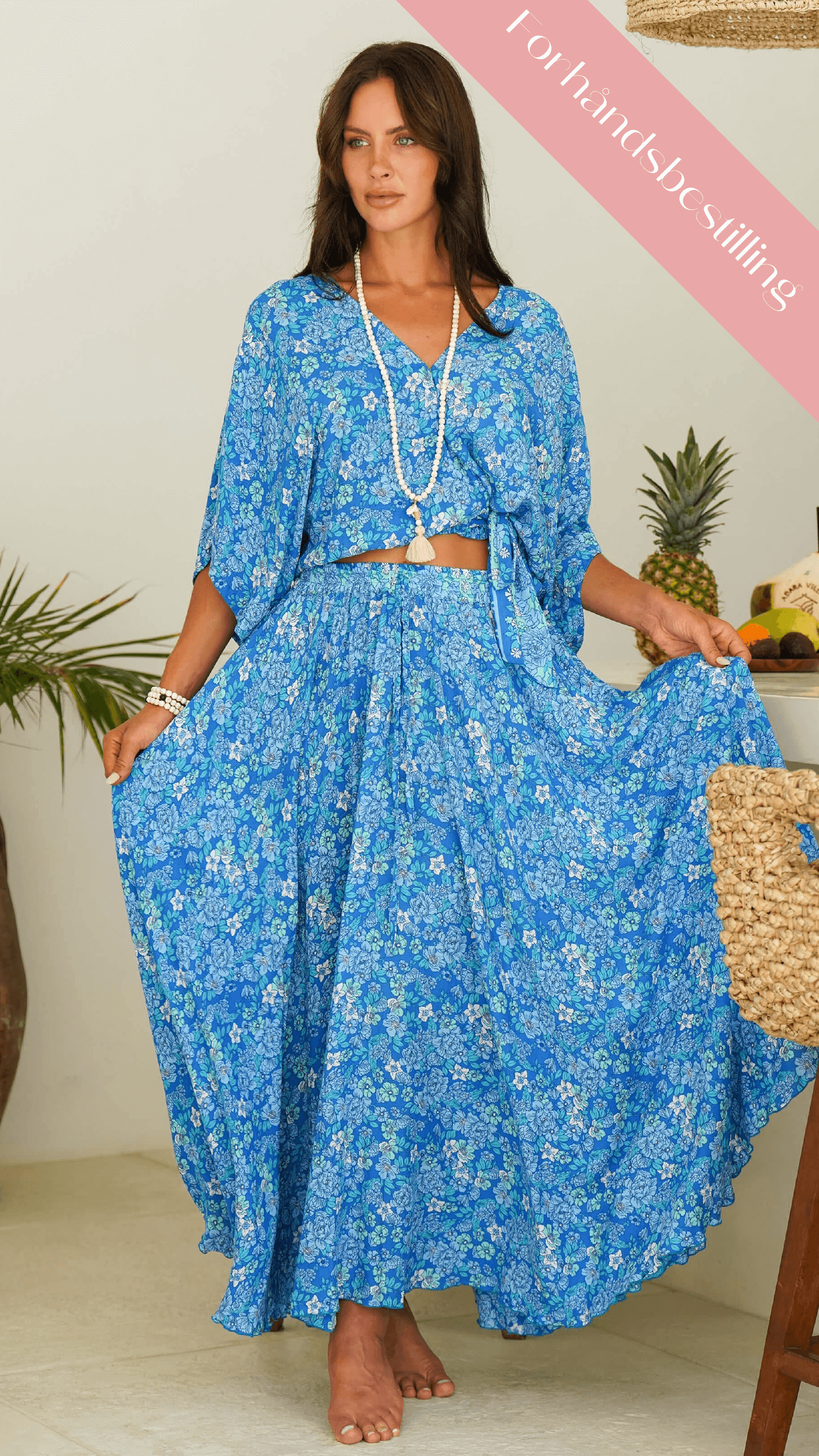 Blått bohemsk fotsidt skjørt - Monsteria maxiskjørt