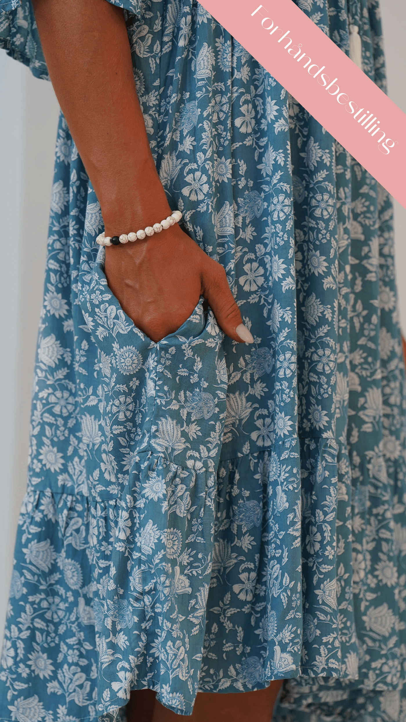 Kort havblå bohemsk sommerkjole - Georgine kjole