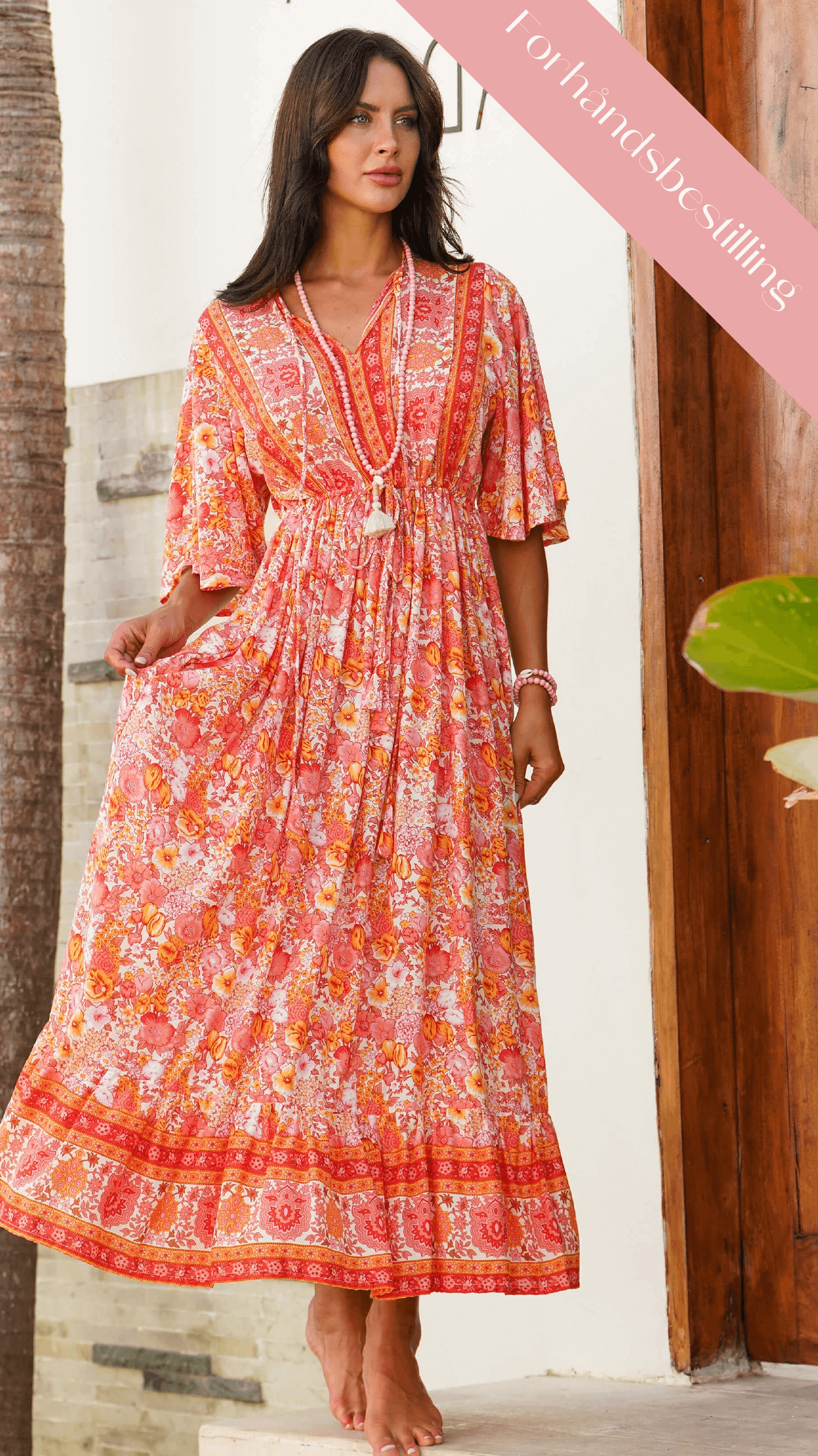 Fargeglad sommerkjole med korte ermer - Georgine maxikjole