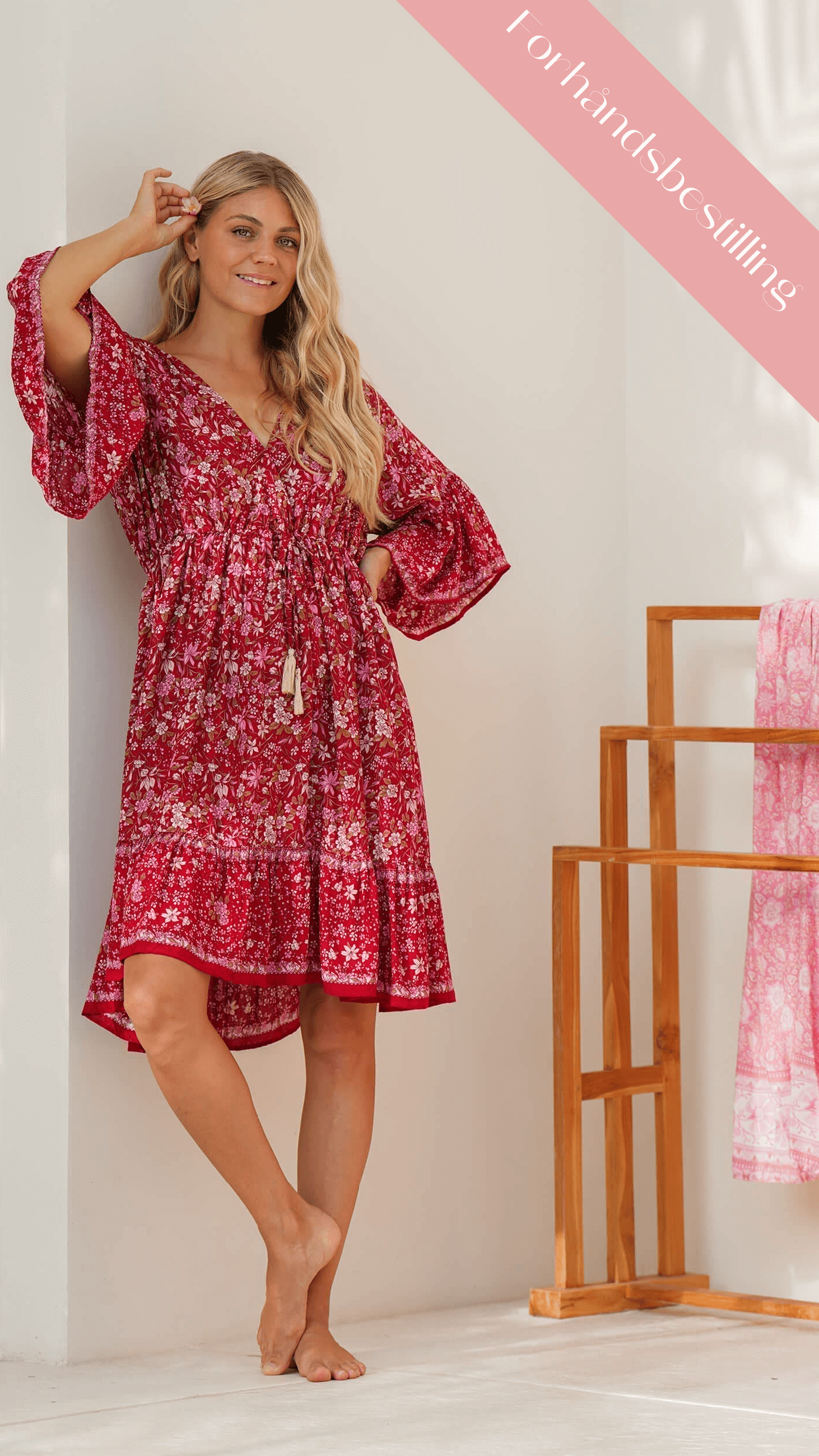 Bohemsk sommerkjole i burgunder - Georgine kjole