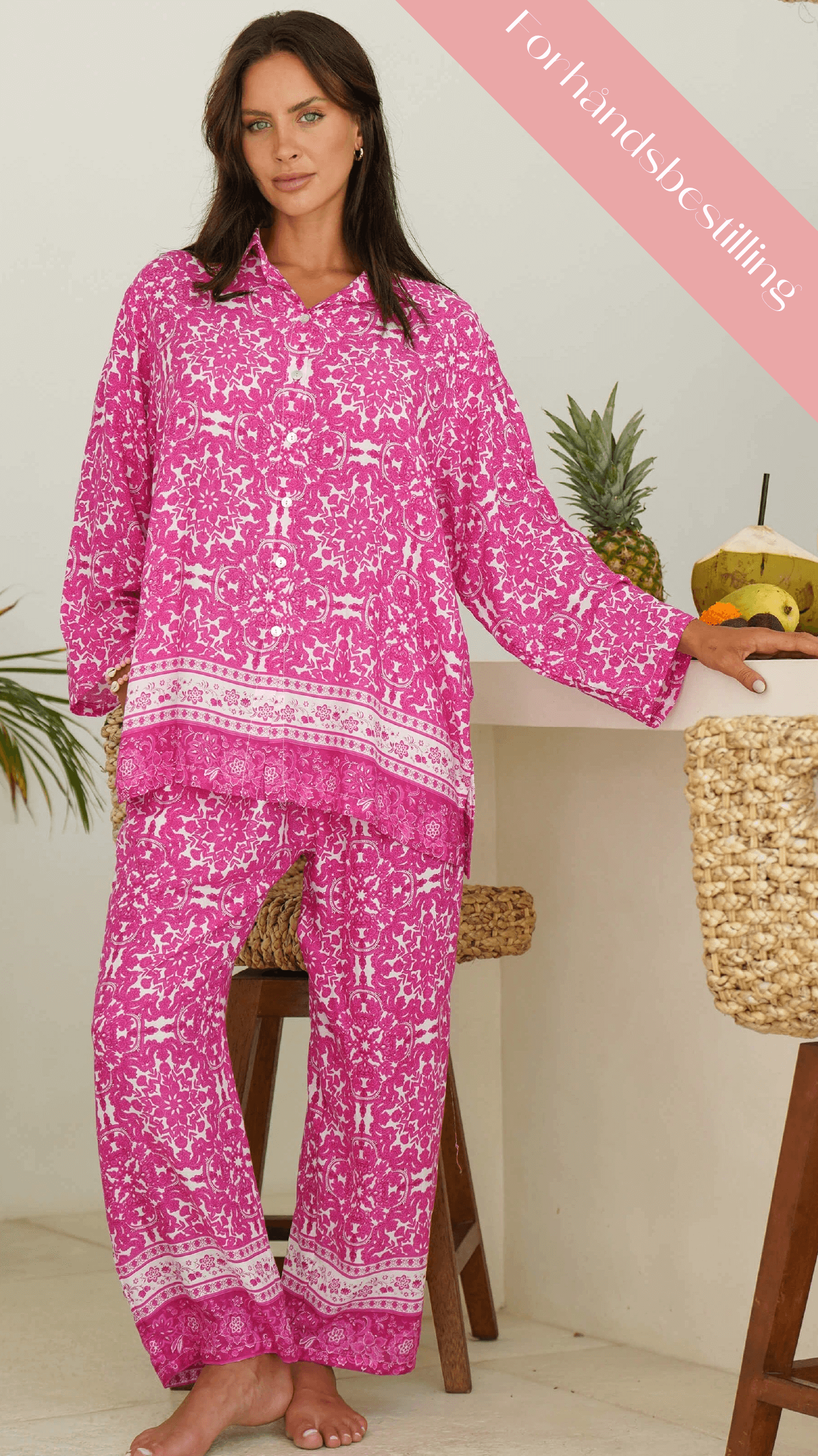 Cerise luftig blomster sommerskjorte - Lillium skjorte