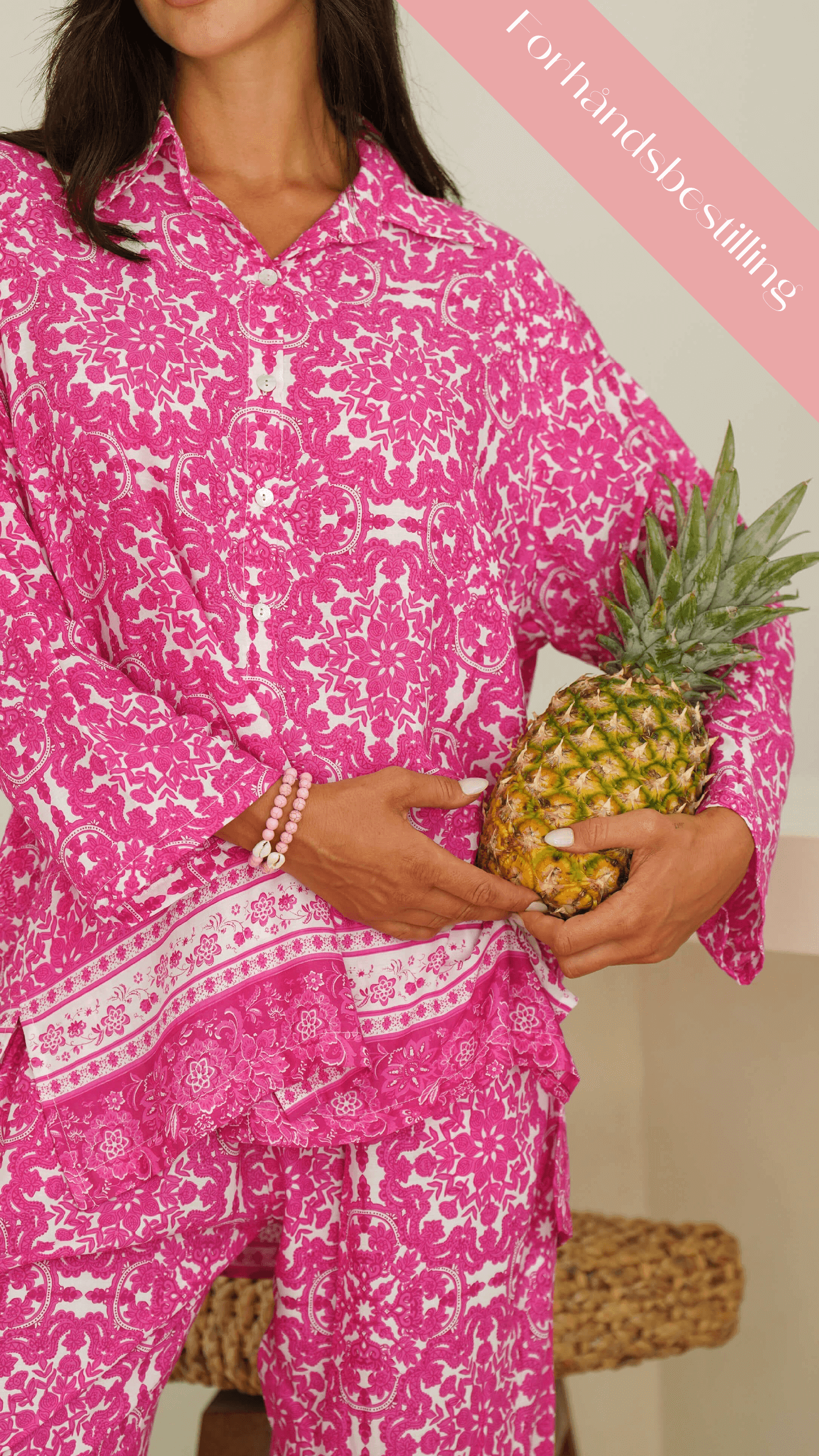 Cerise luftig blomster sommerskjorte - Lillium skjorte