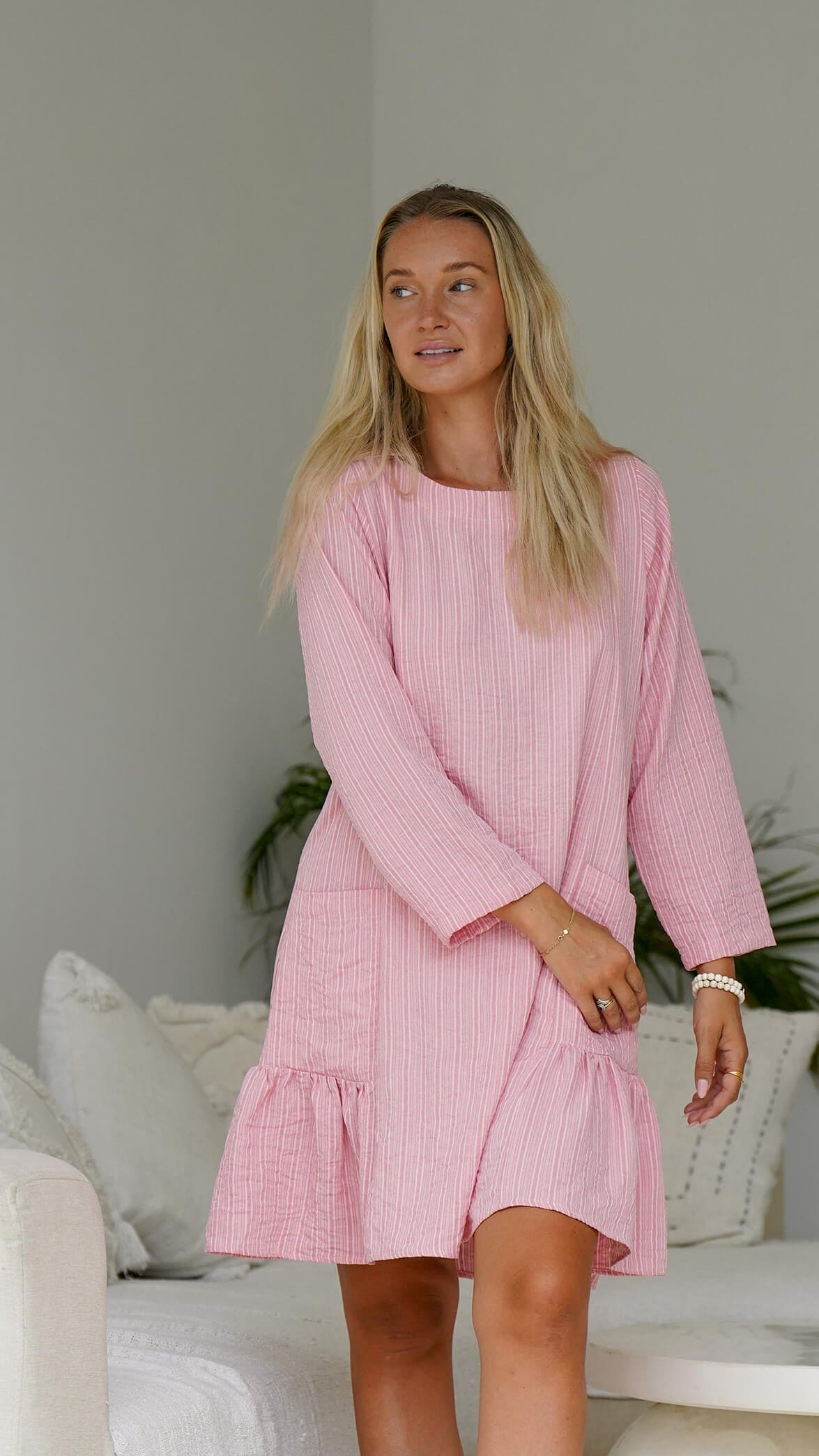 stripete linkjole rosa og hvit