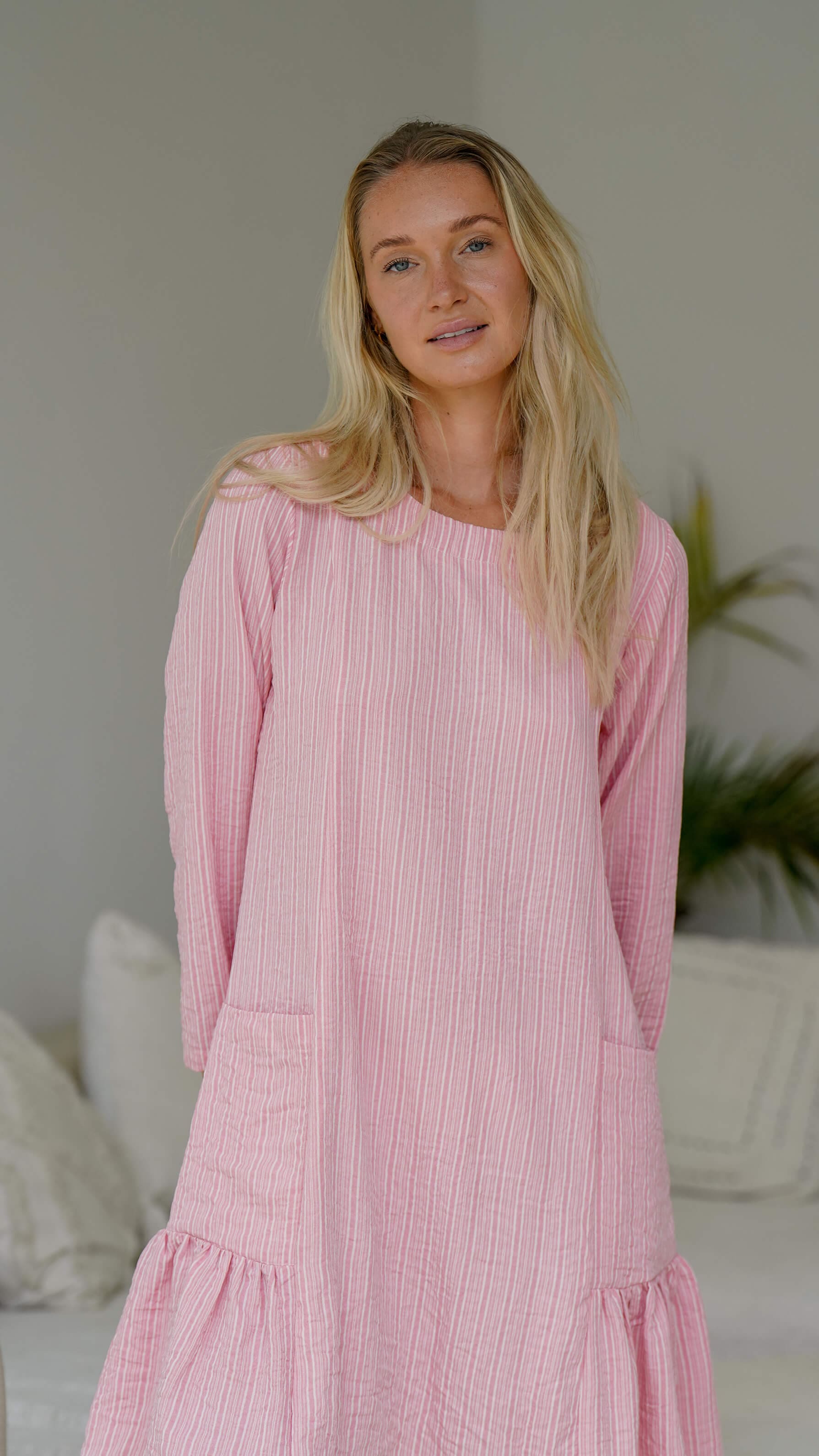 stripete linkjole rosa og hvit