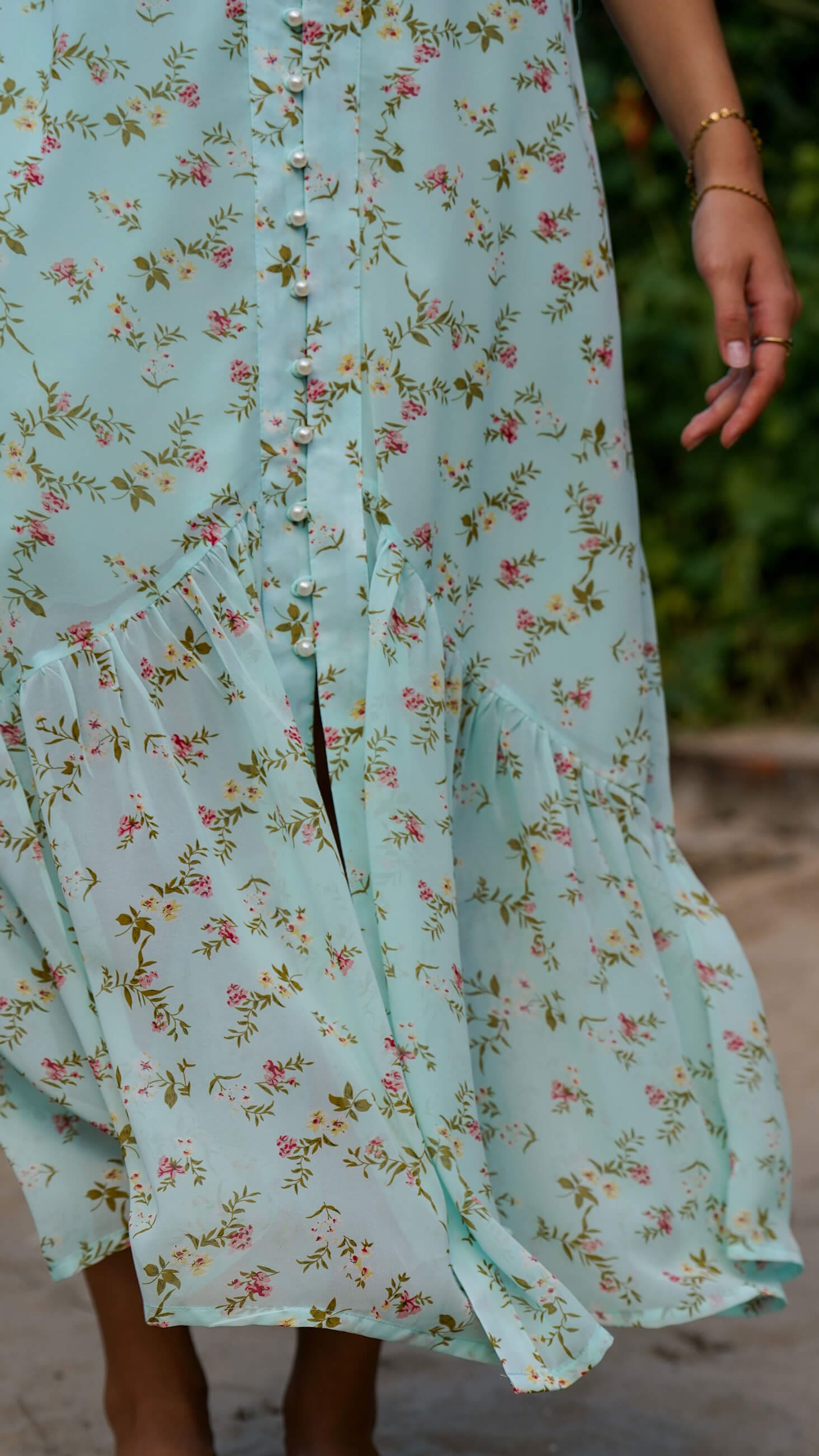 Sjøgrønn festkjole i chiffon