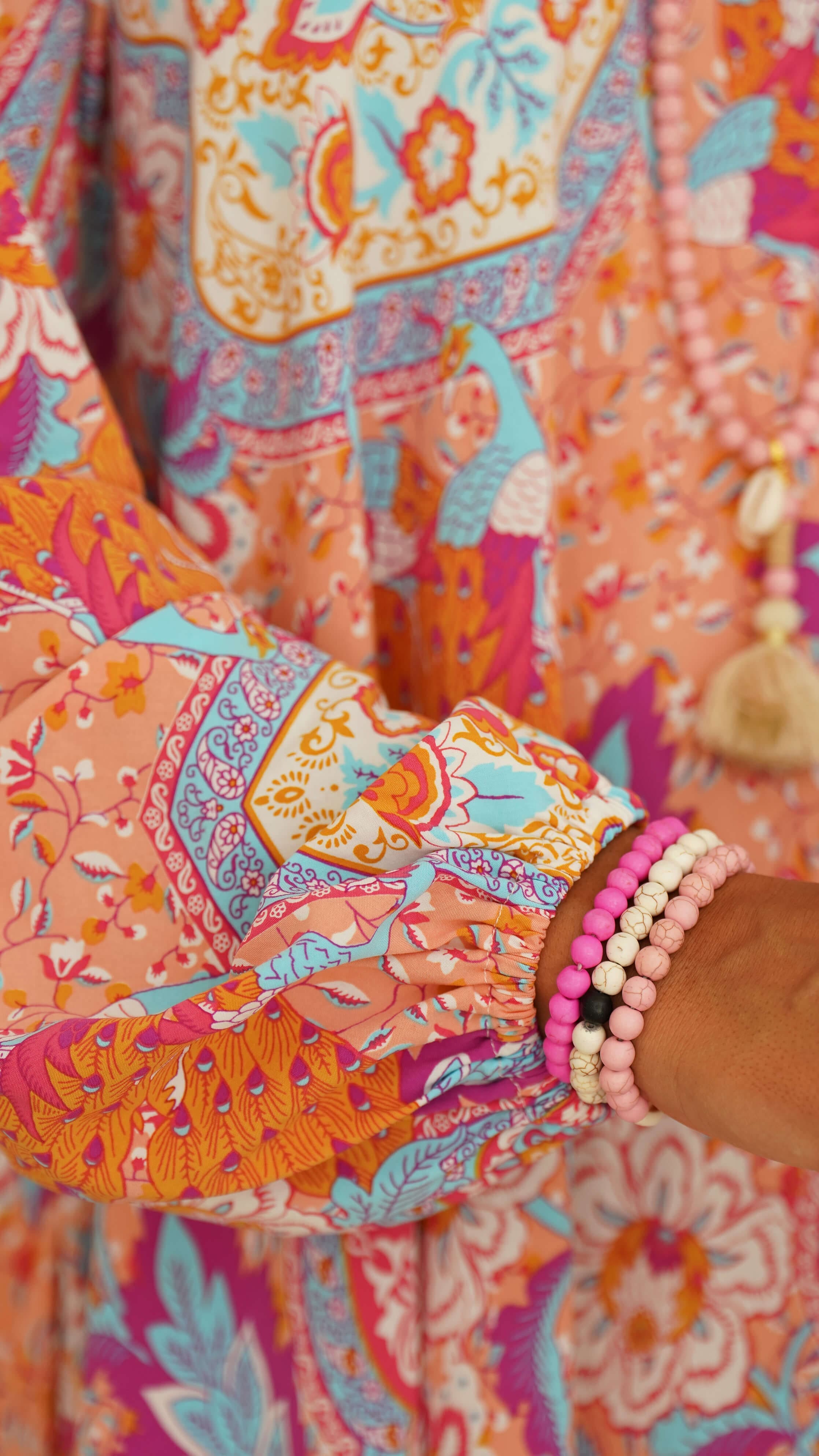 Fargeglad kort sommerkjole med lange ermer - Lavendel kjole