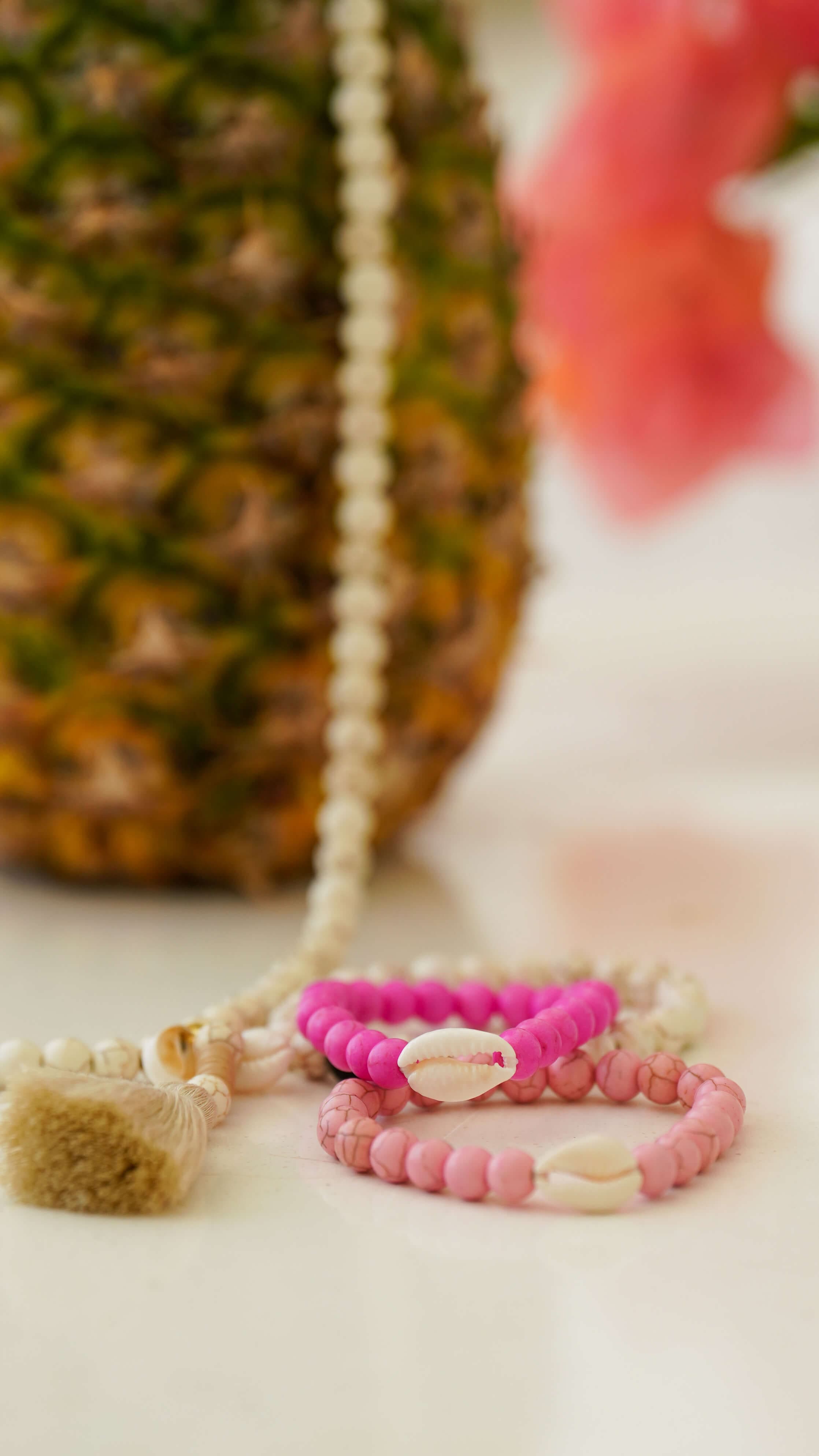 Cerice armbånd av keramikk perler med skjell - Cosmos armbånd