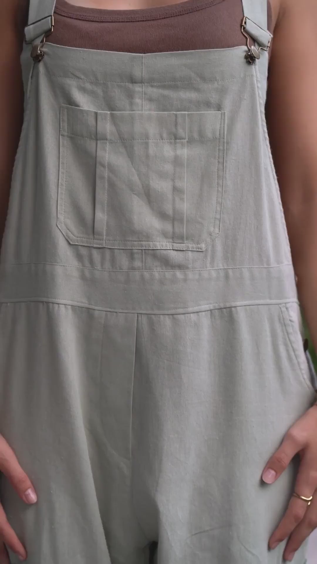 Lin selebukse i khaki grønn