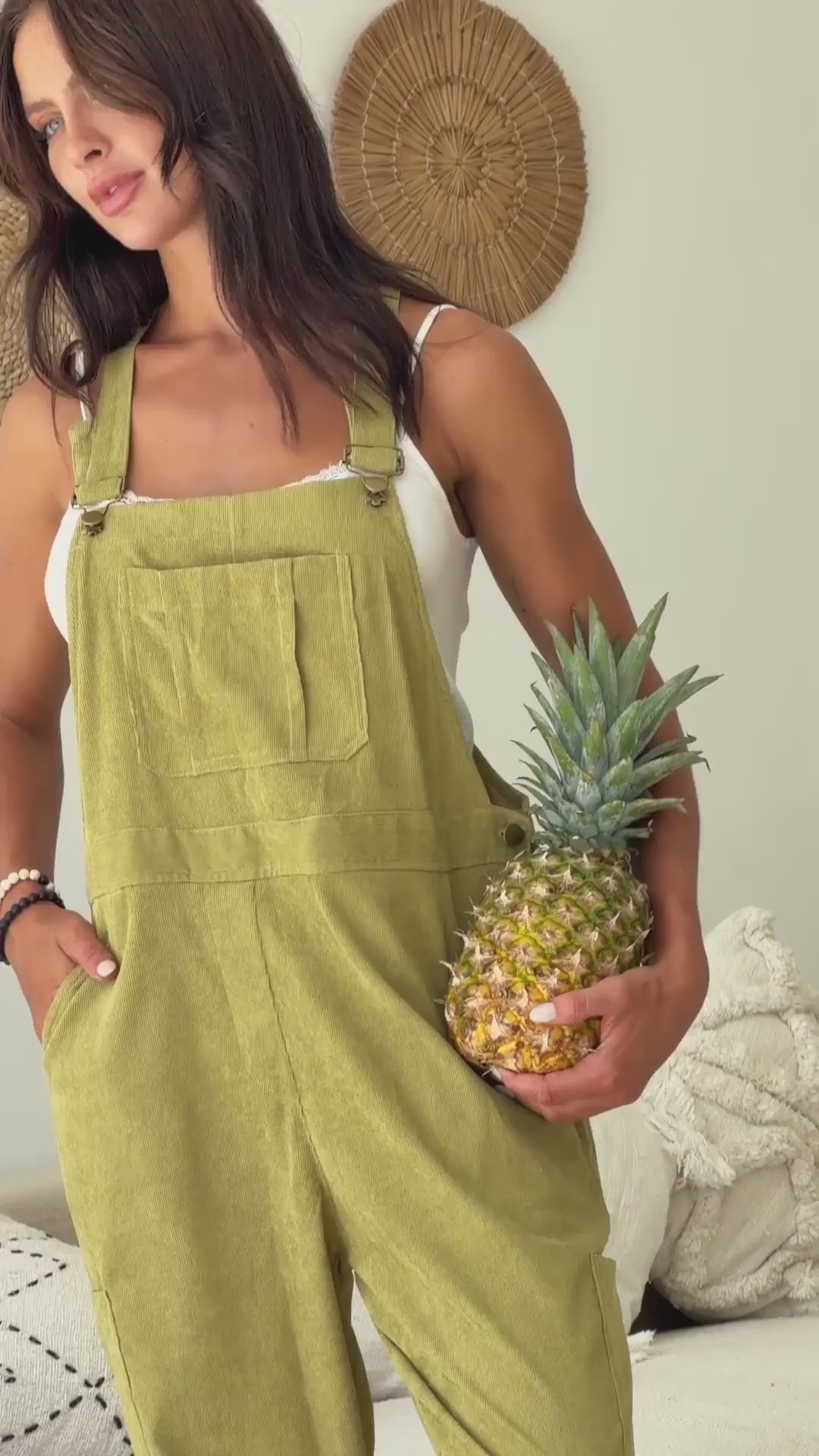 Olivengrønn selebukse i kordfløyel