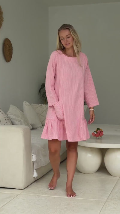 Rosa stripete linkjole med lommer