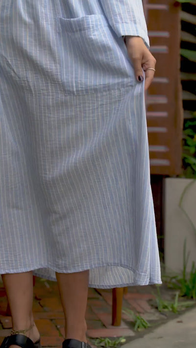 Lyseblå stripete linkjole oversized