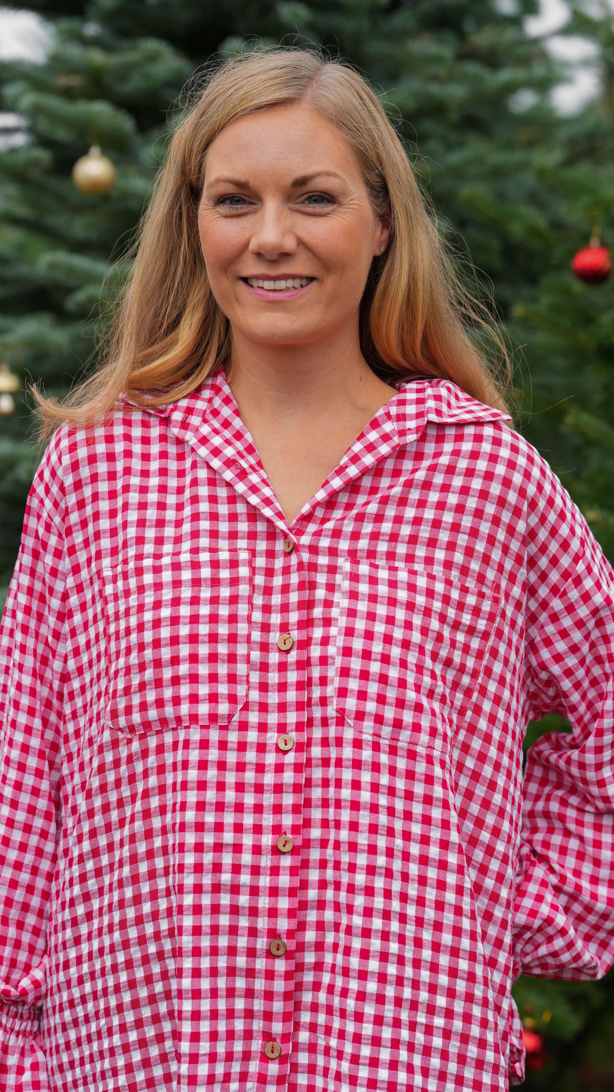 Rød og hvit rutete juleskjorte - Poppelrose skjorte