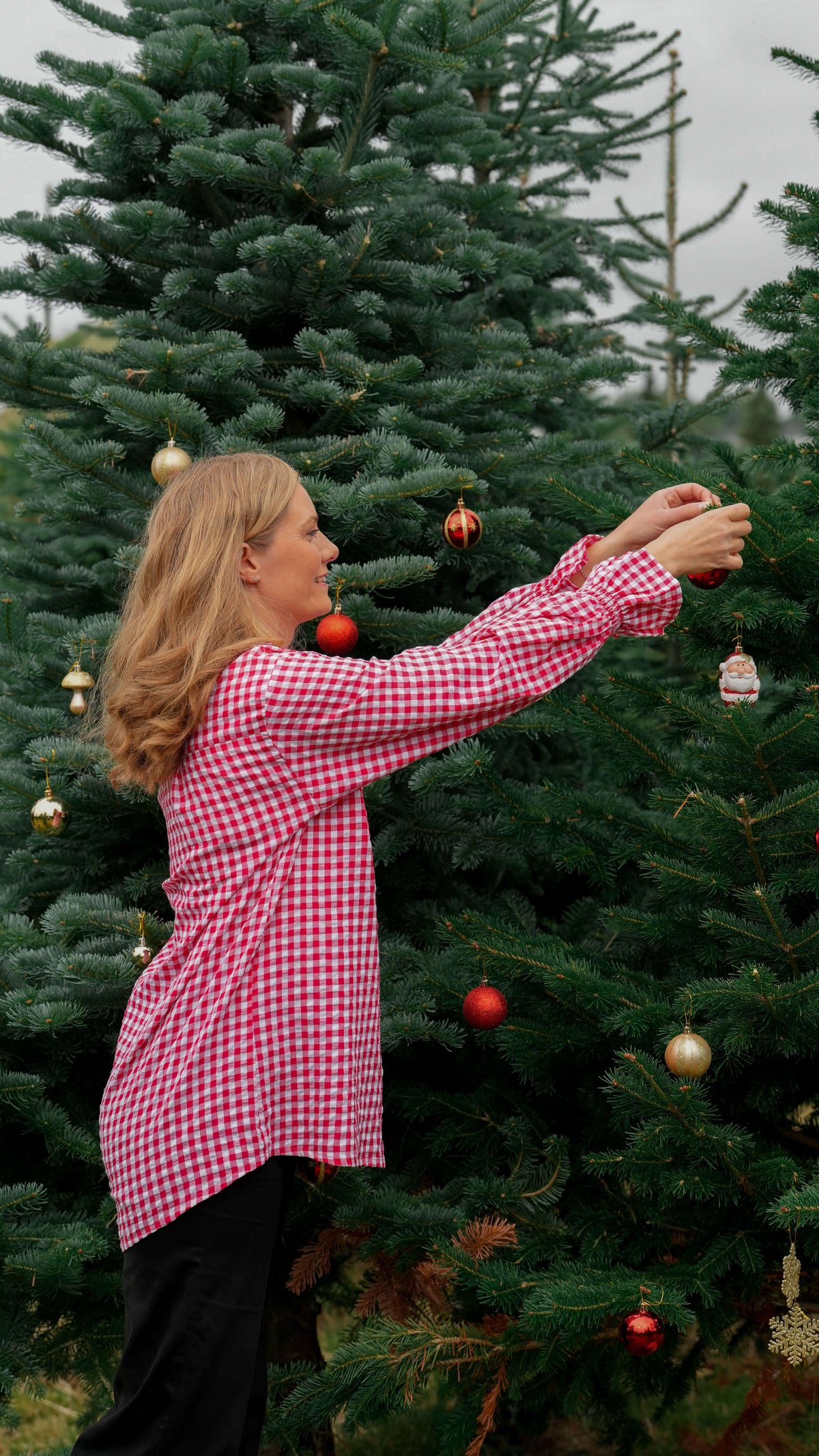 Rød og hvit rutete juleskjorte - Poppelrose skjorte