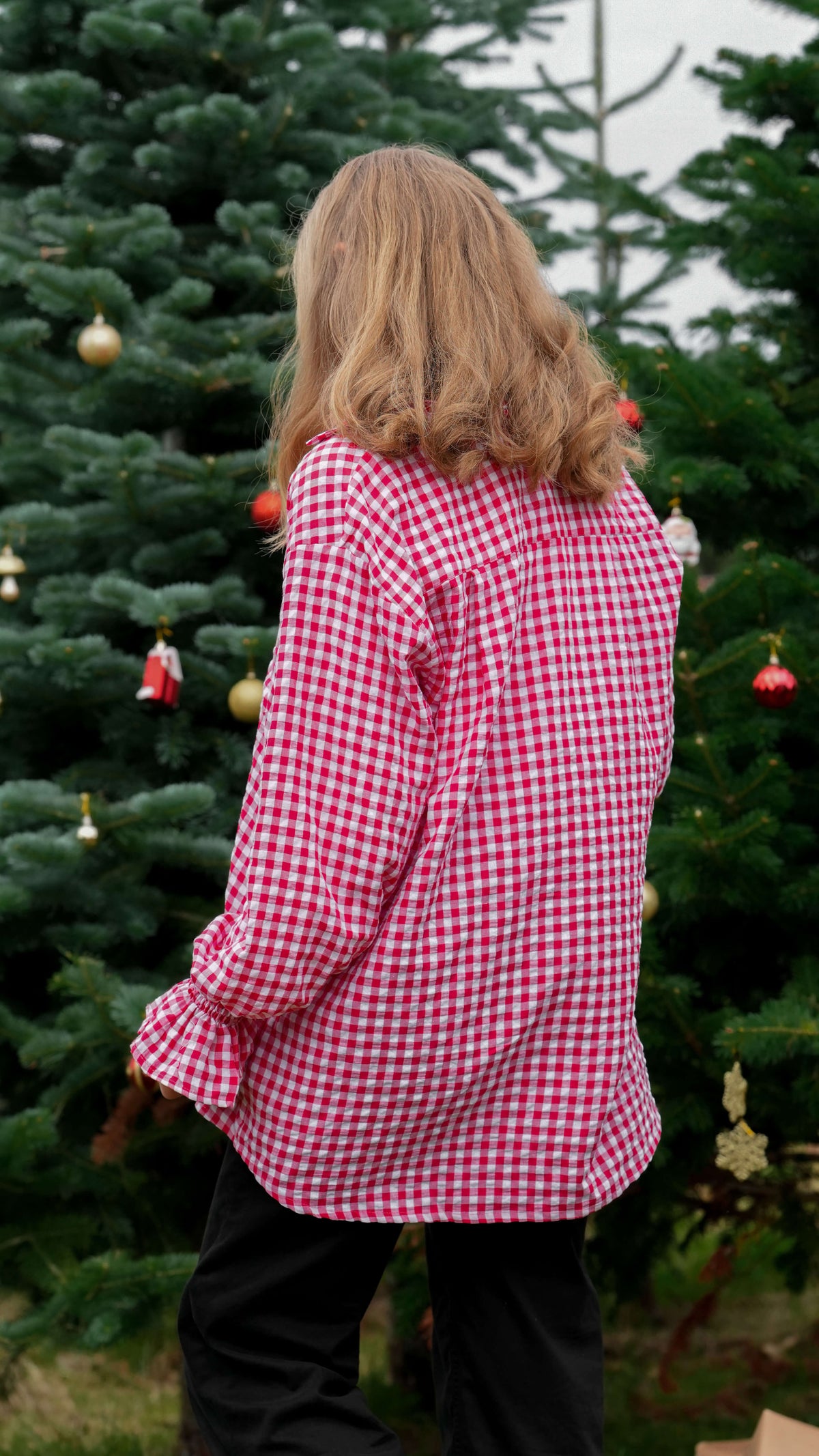 Rød og hvit rutete juleskjorte - Poppelrose skjorte