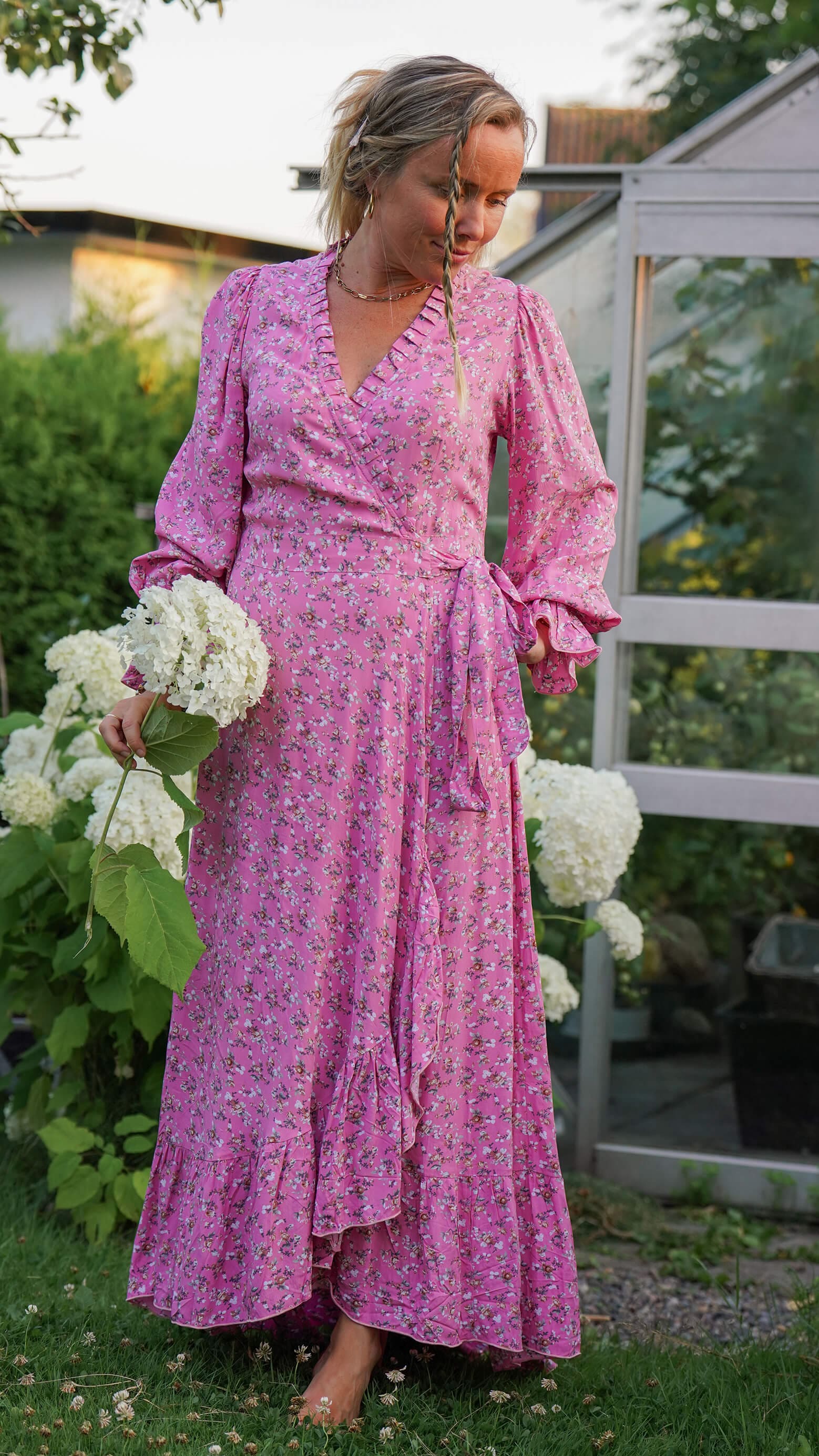 rosa lang omslagskjole