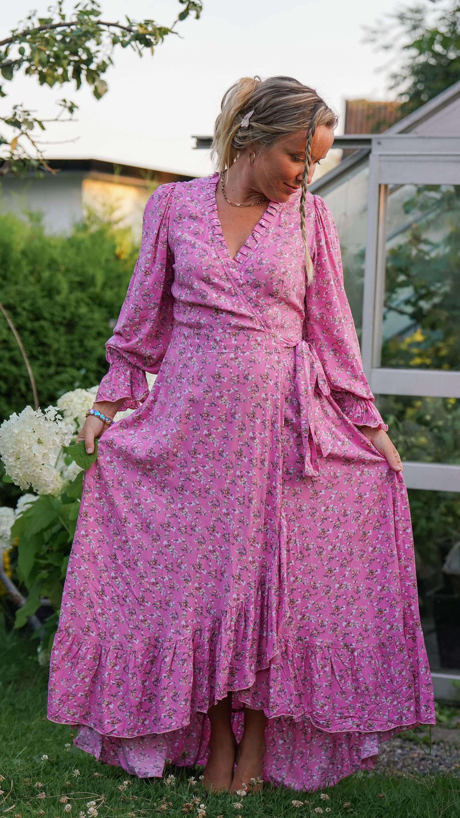 rosa lang omslagskjole