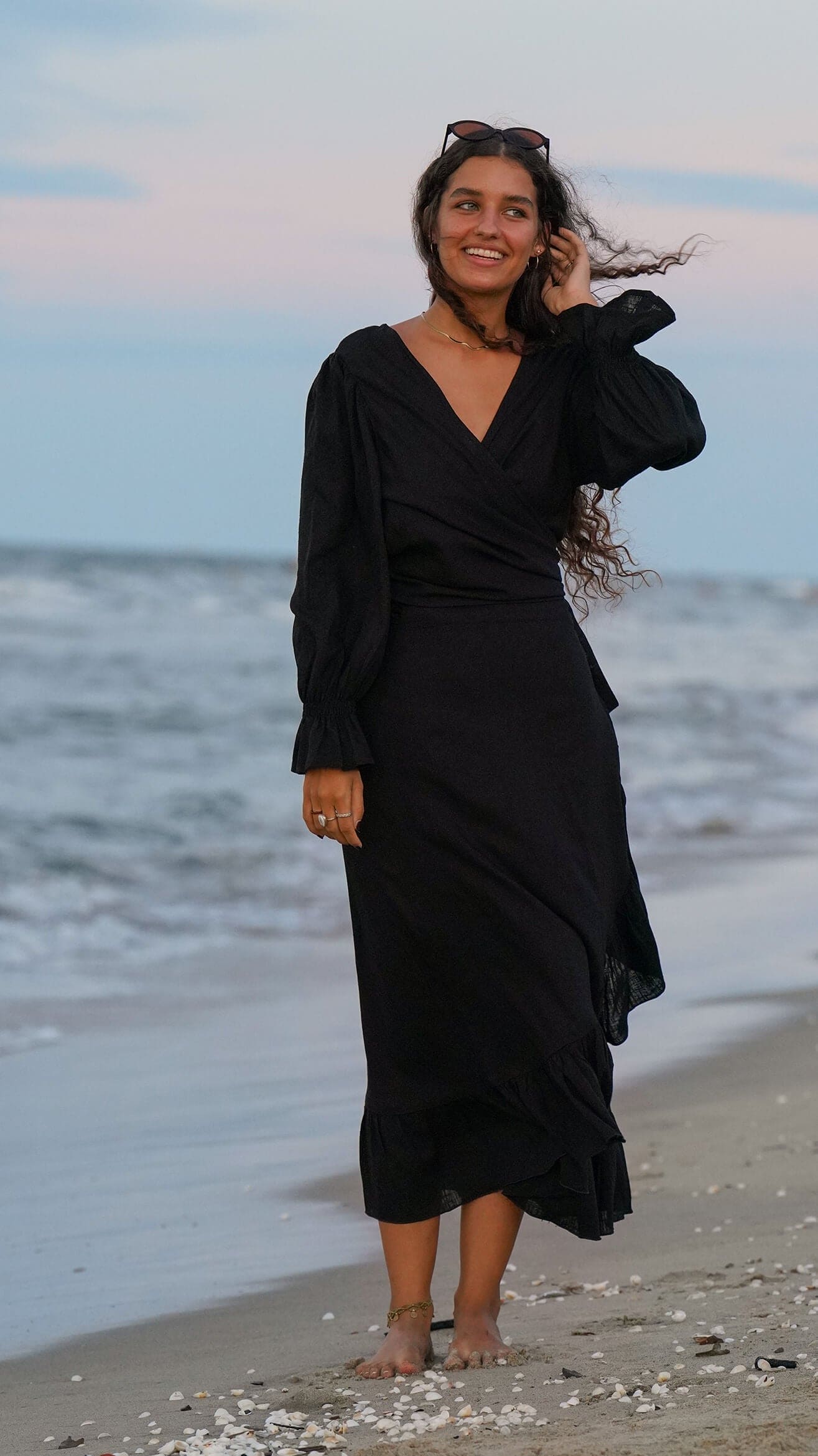 Knytetopp i svart bomull