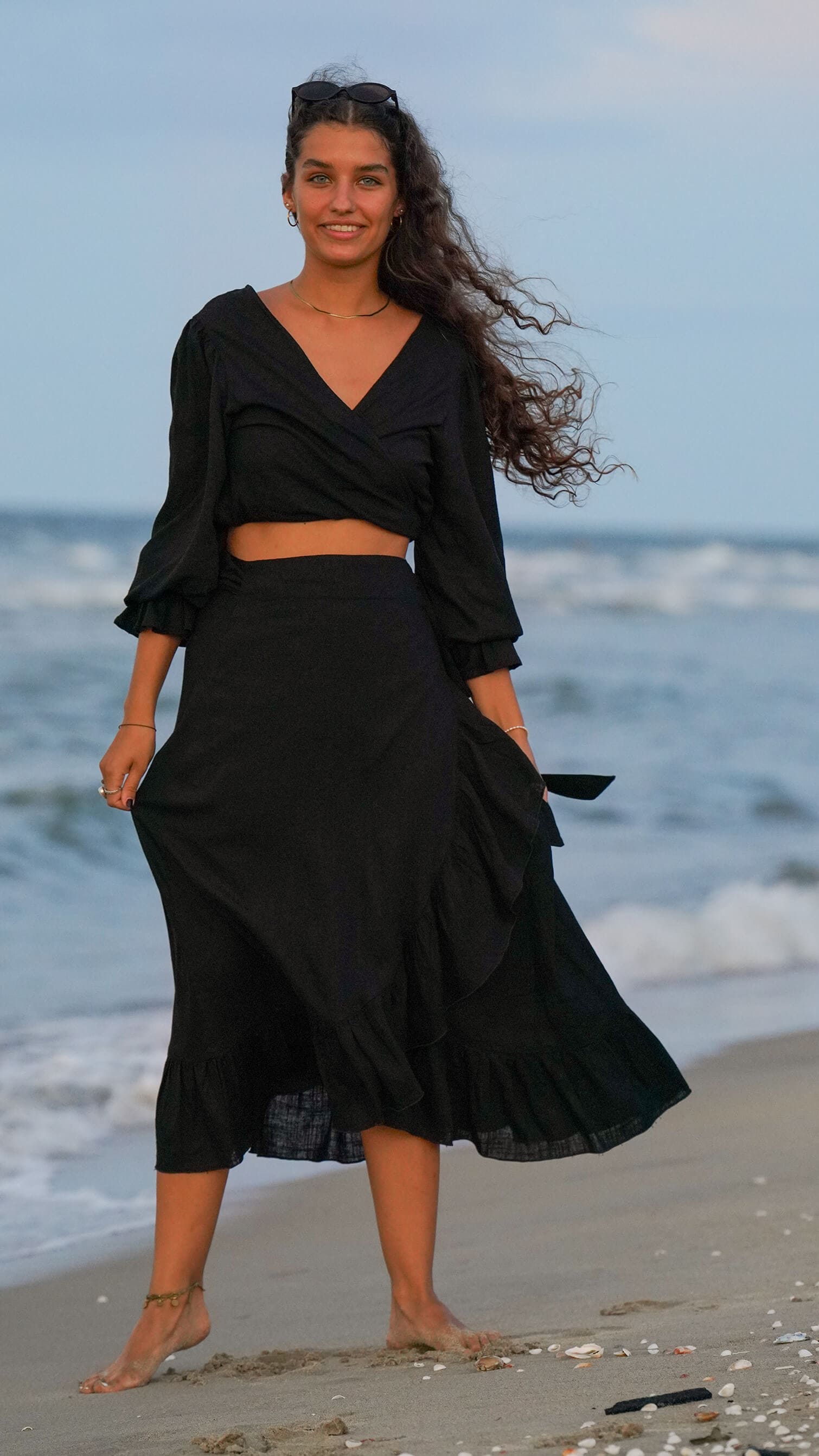 Knytetopp i svart bomull