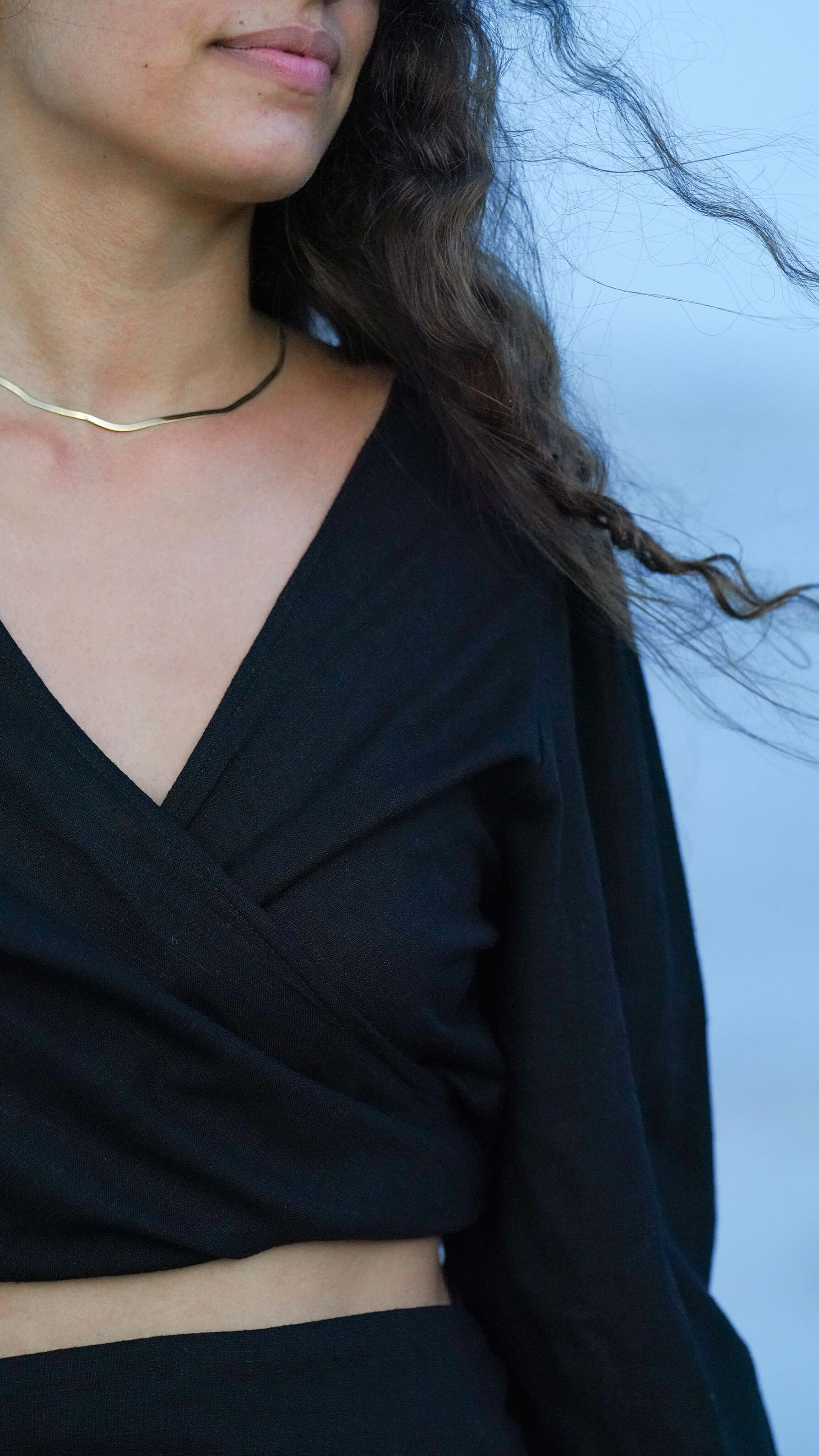 Knytetopp i svart bomull