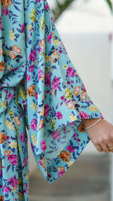 Blå kort kimono