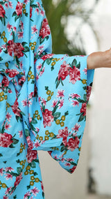Kort turkis kimono morgenkåpe 