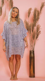 chiffon lilla kaftan - papegøyeblomst kaftan